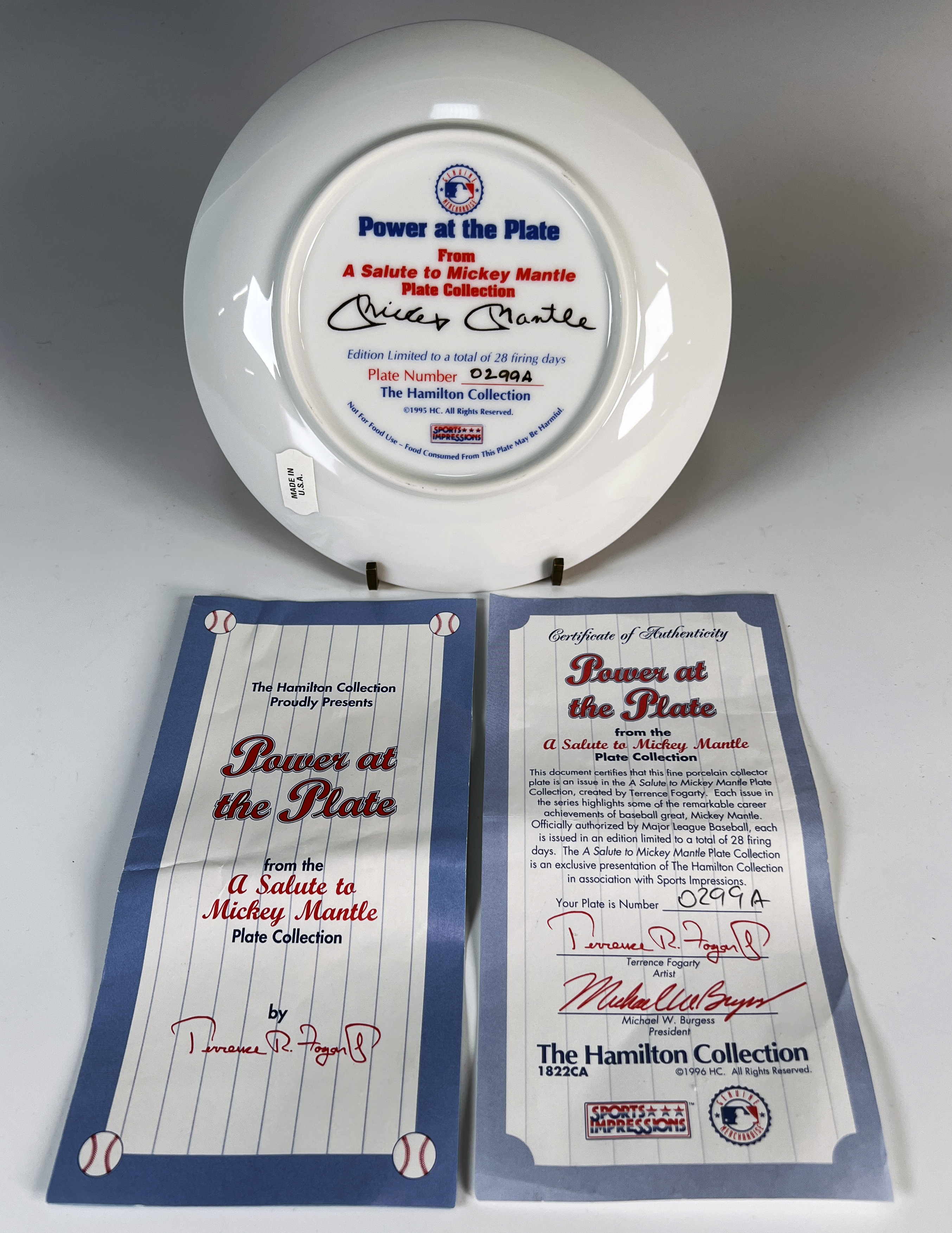 The Hamilton Collection Mickey Mantle Collector Plates W Coas image 3