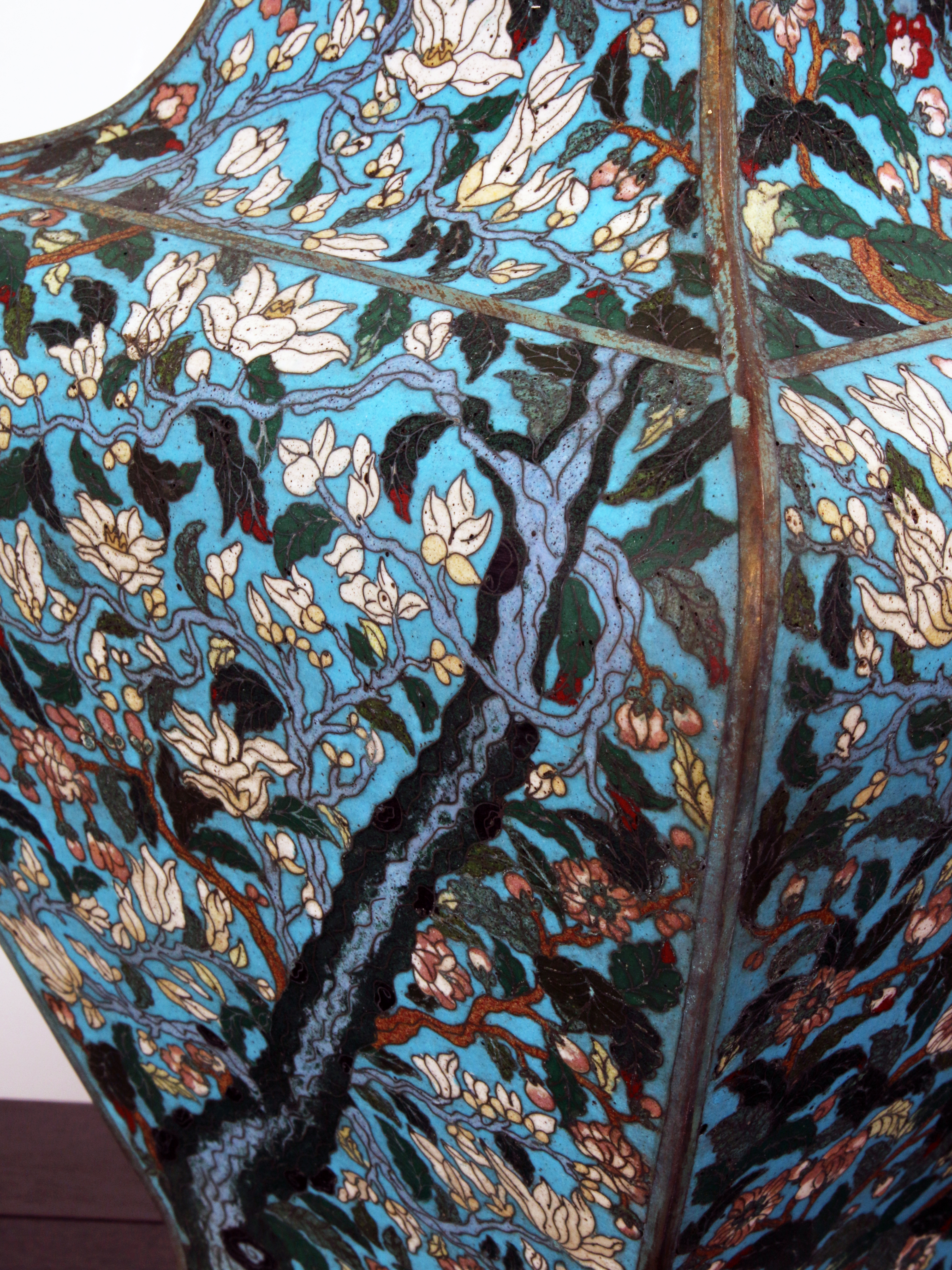 Antique Qianlong Era Blue CloisonnÃ© Floral Bronze Vase image 5