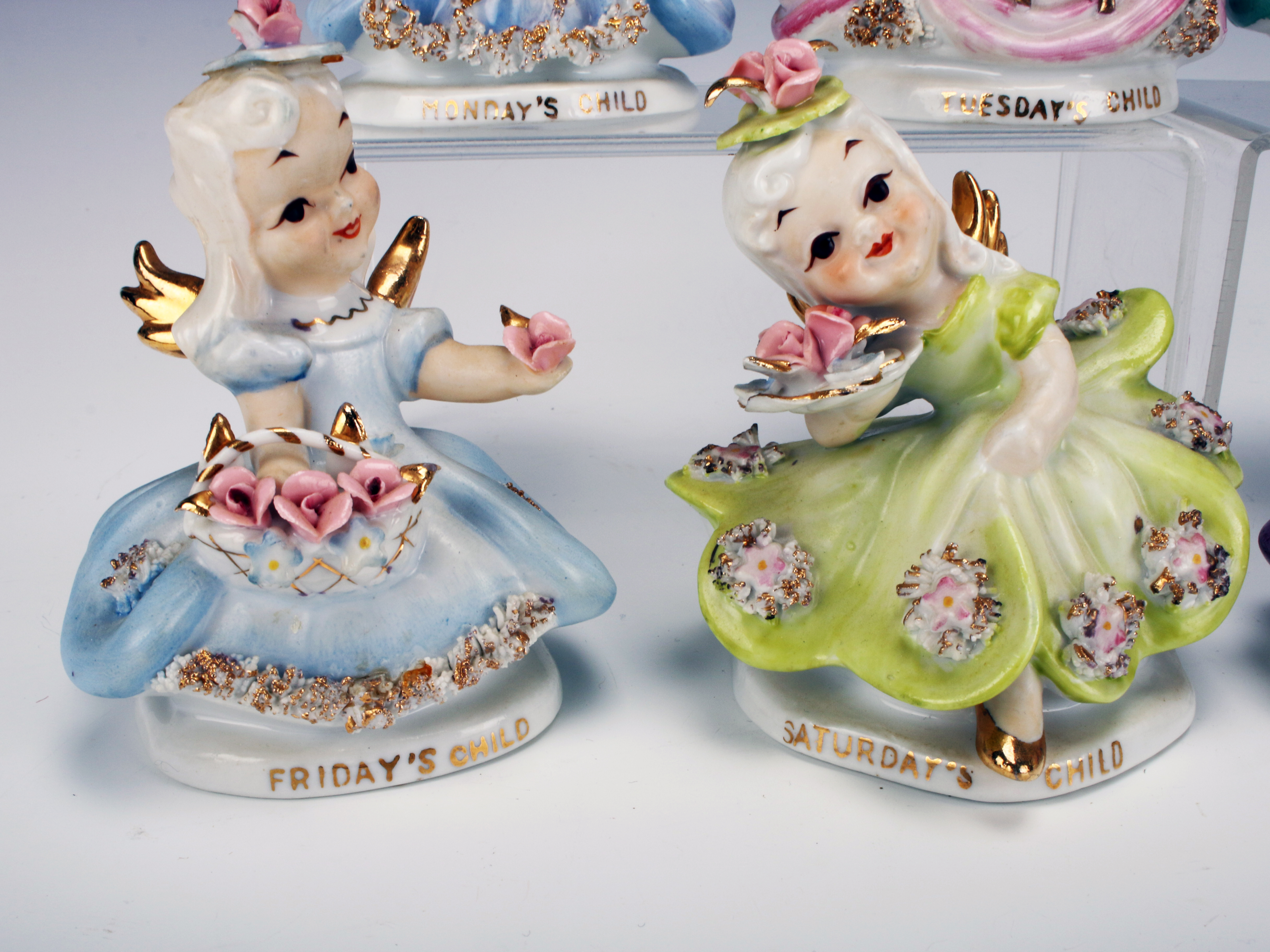 Lefton China Hand Painted Angel Of The Day Figures image 3