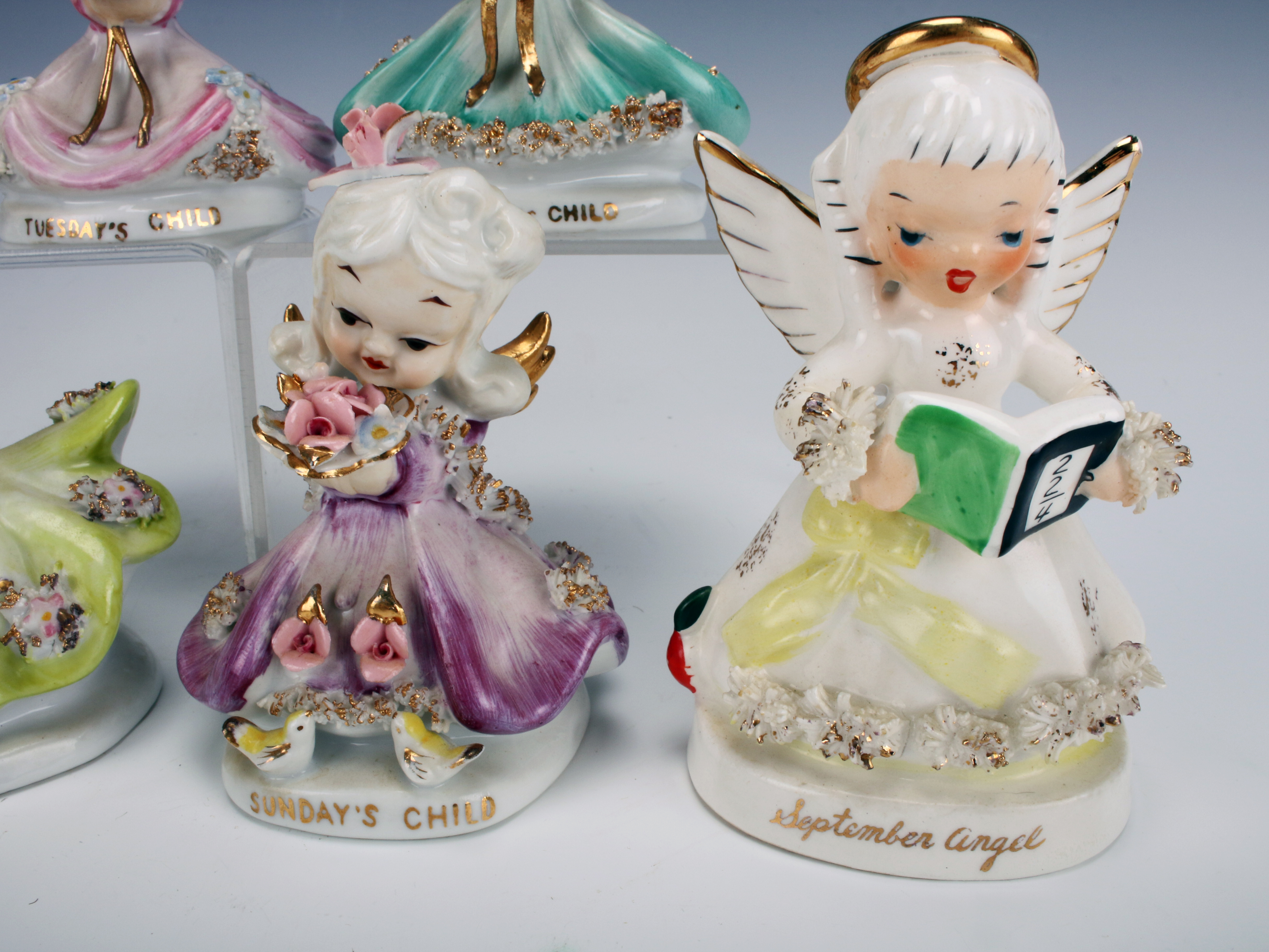 Lefton China Hand Painted Angel Of The Day Figures image 5
