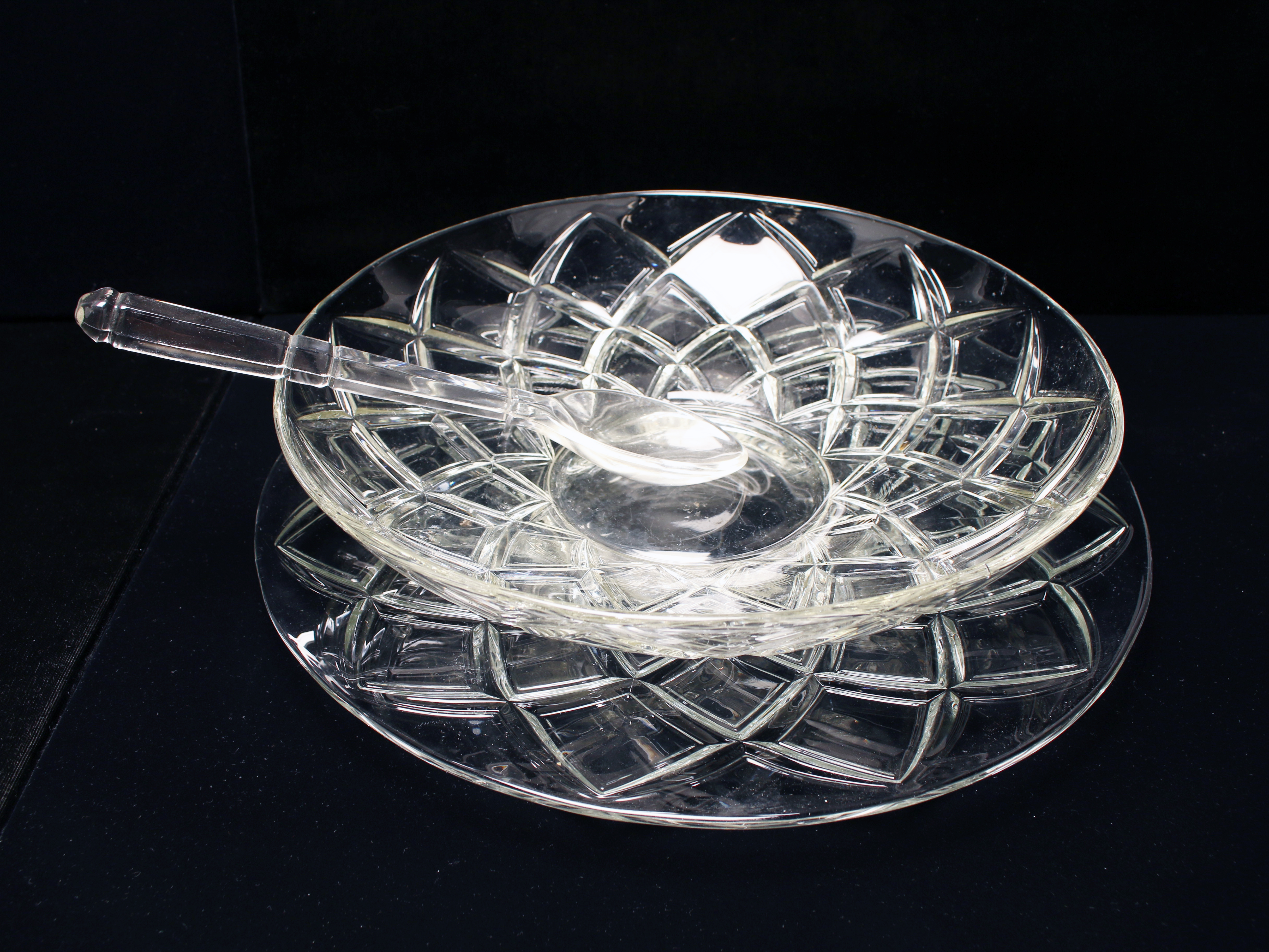 Glass Serving Bowl & Tray W Dishes  image 2