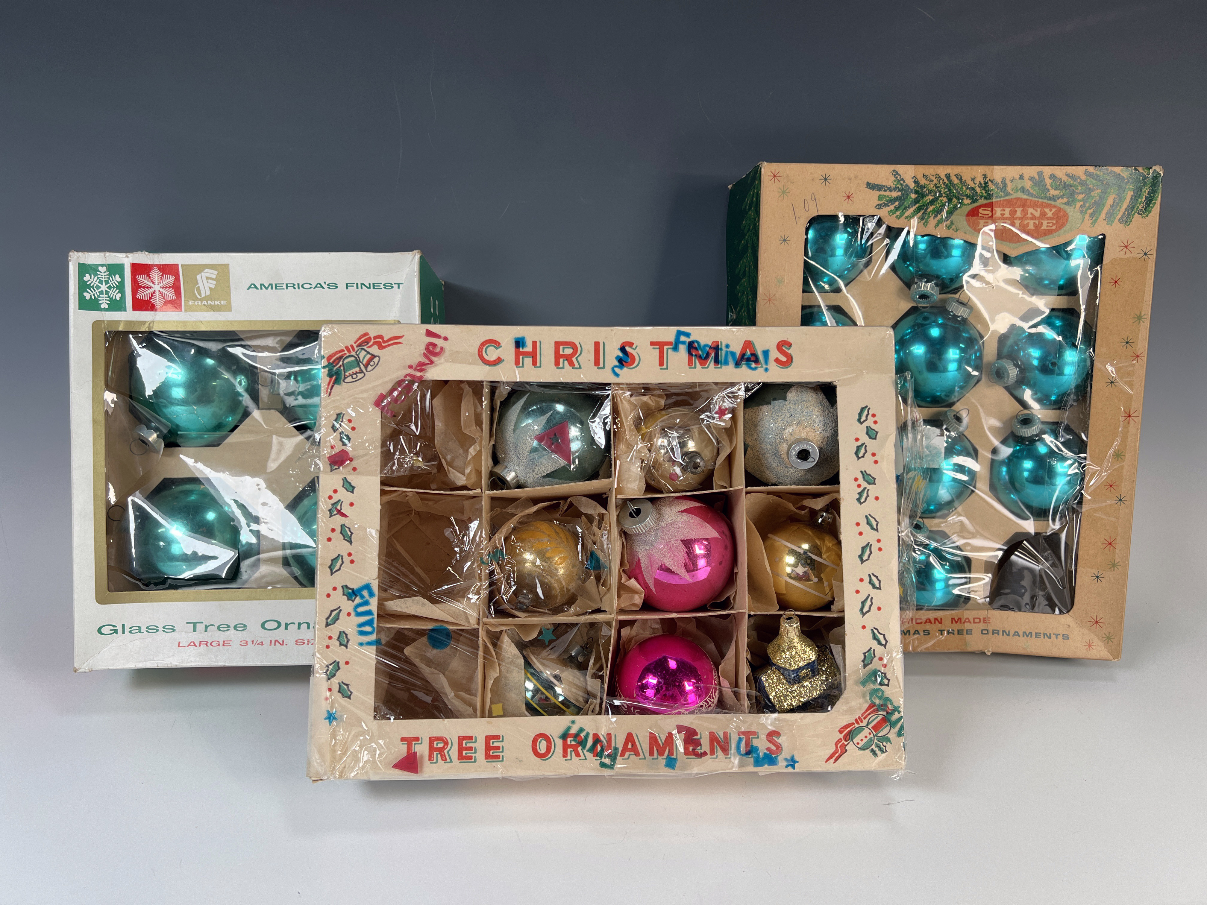Vintage Glass Ornaments In Box image 1