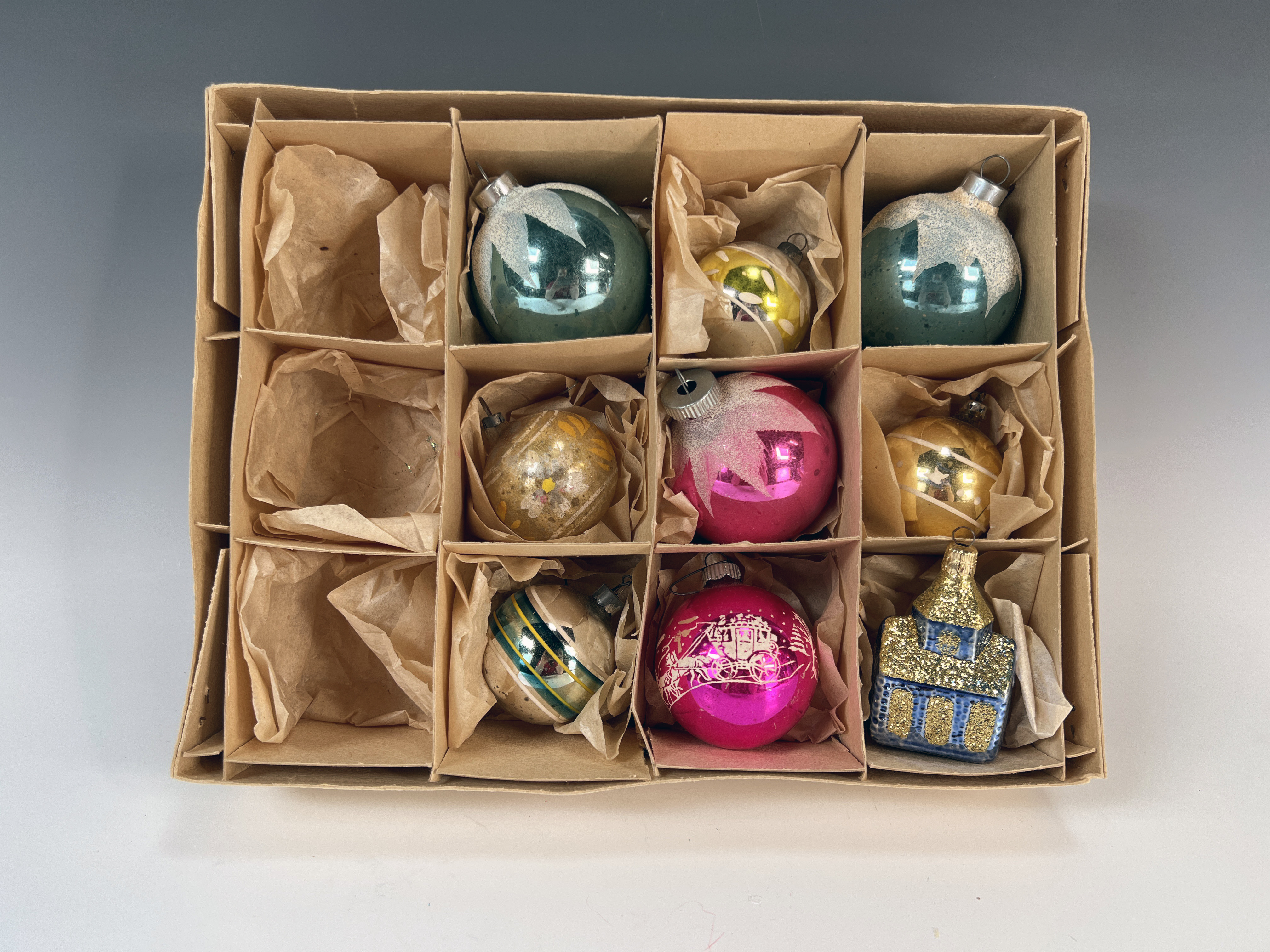 Vintage Glass Ornaments In Box image 4