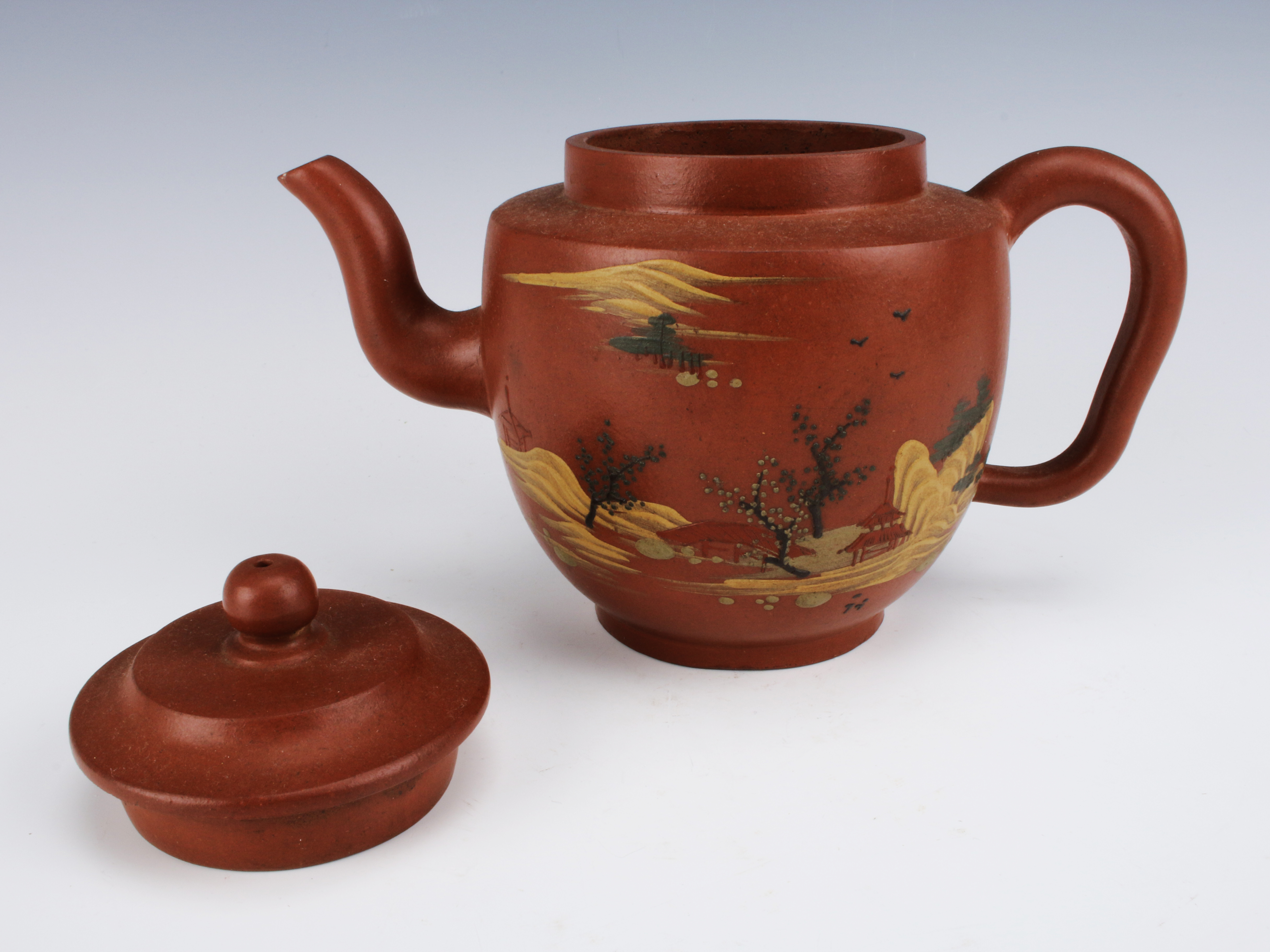 Antique Yixing Zisha Teapot With Gilded Calligraphy image 4