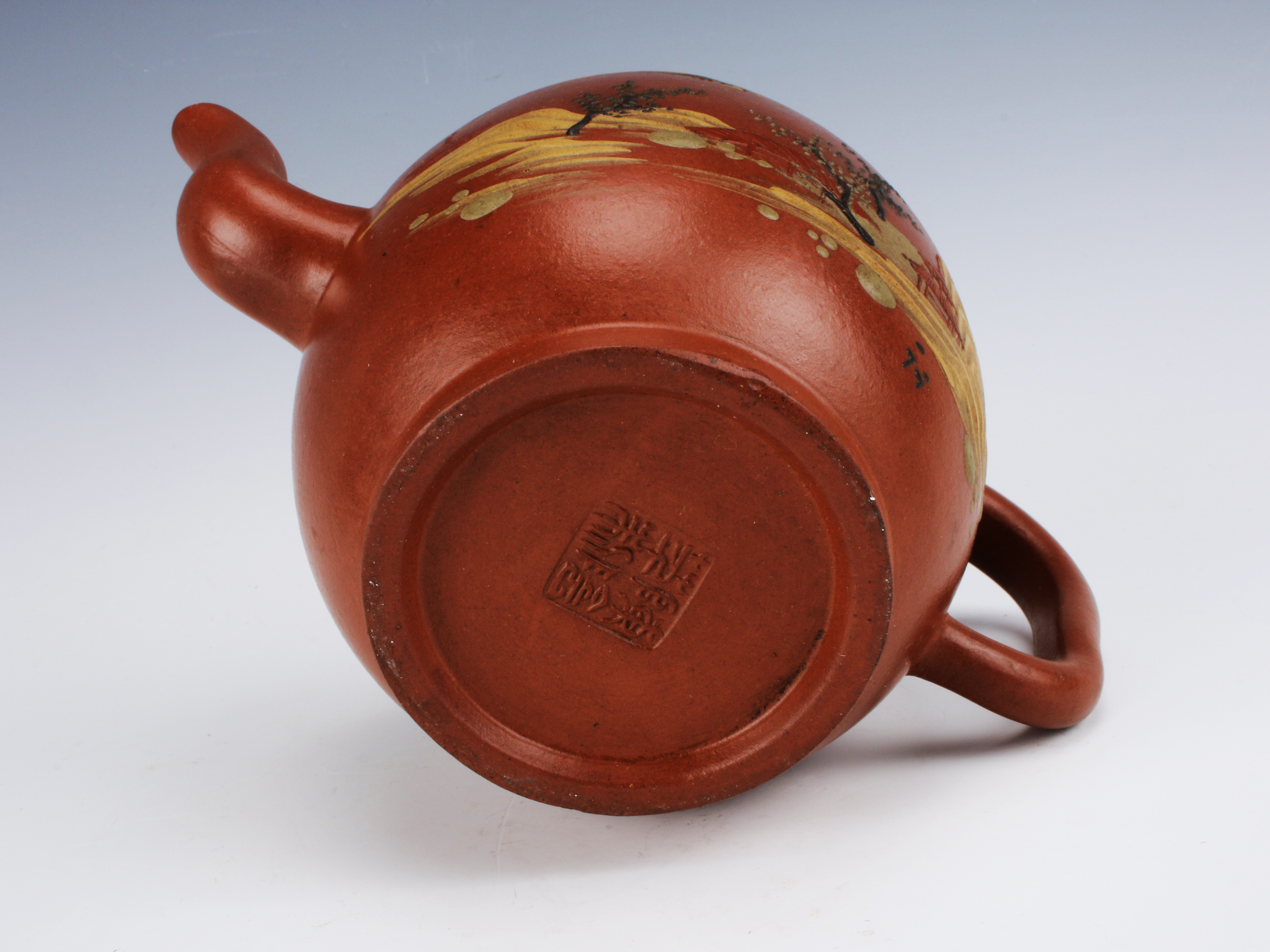 Antique Yixing Zisha Teapot With Gilded Calligraphy image 5
