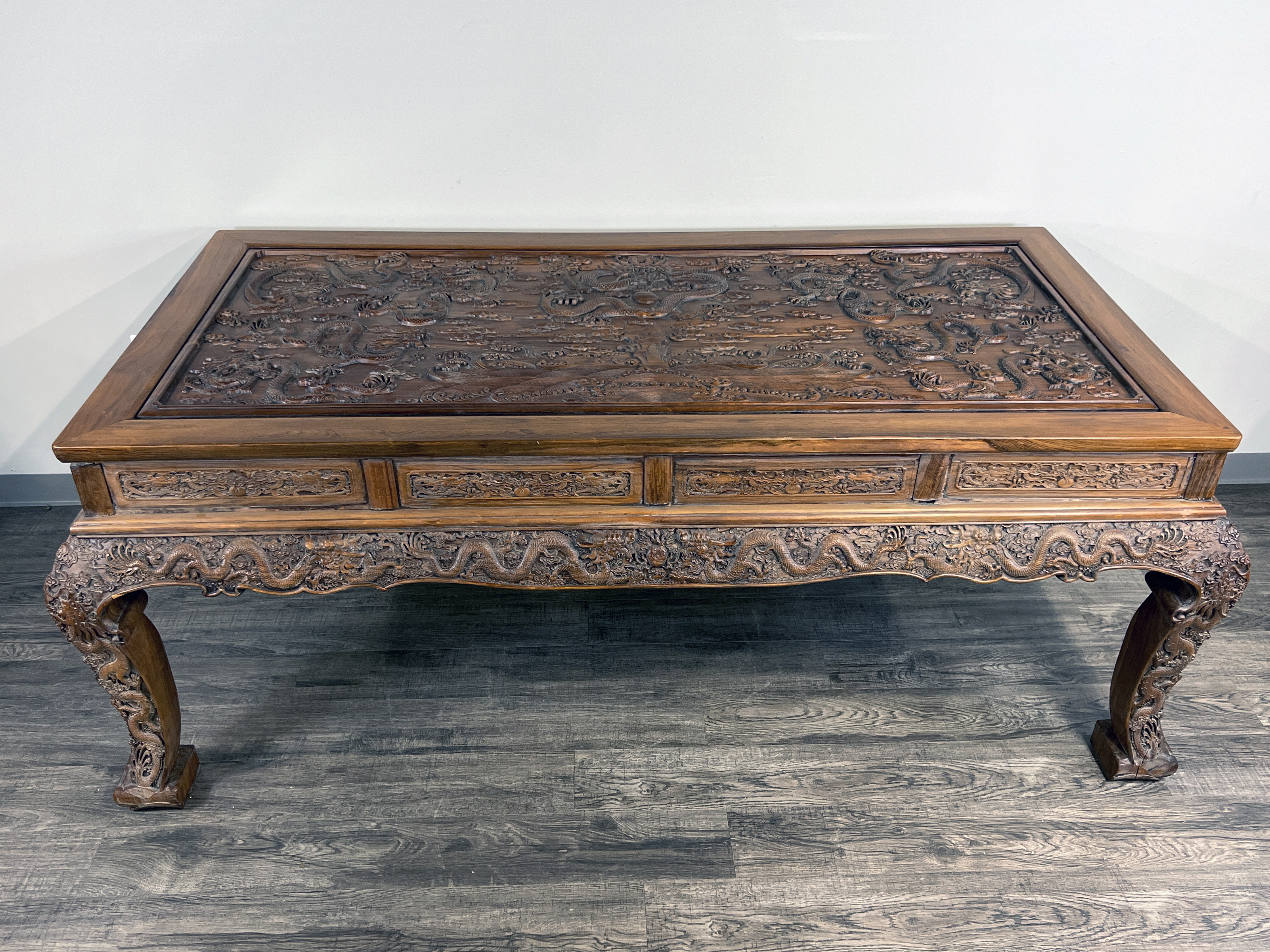 Exquisite Chinese Huanghuali Dragon Table With Detailed Carving image 1