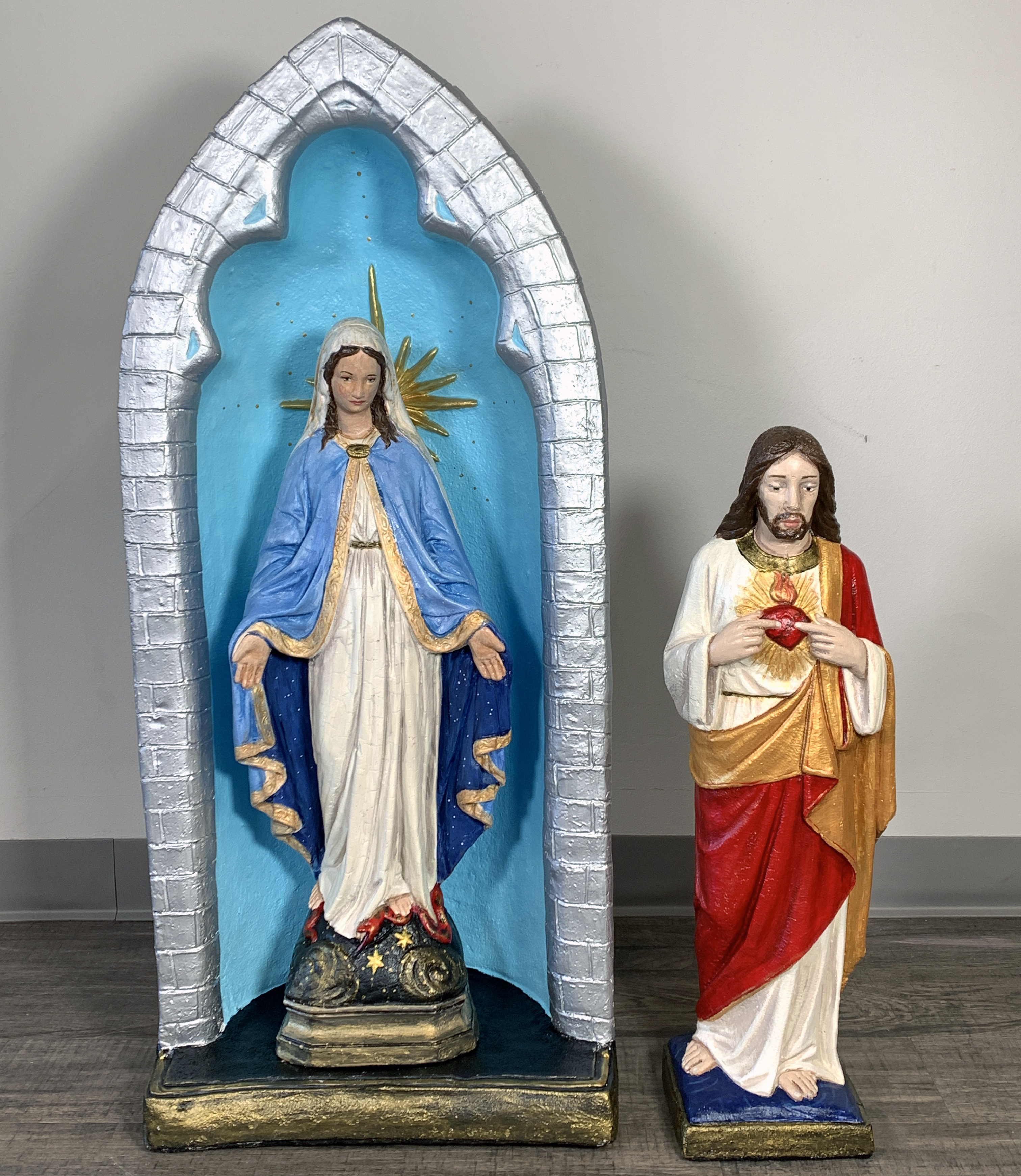 Madonna And Jesus Statues And Niche image 1