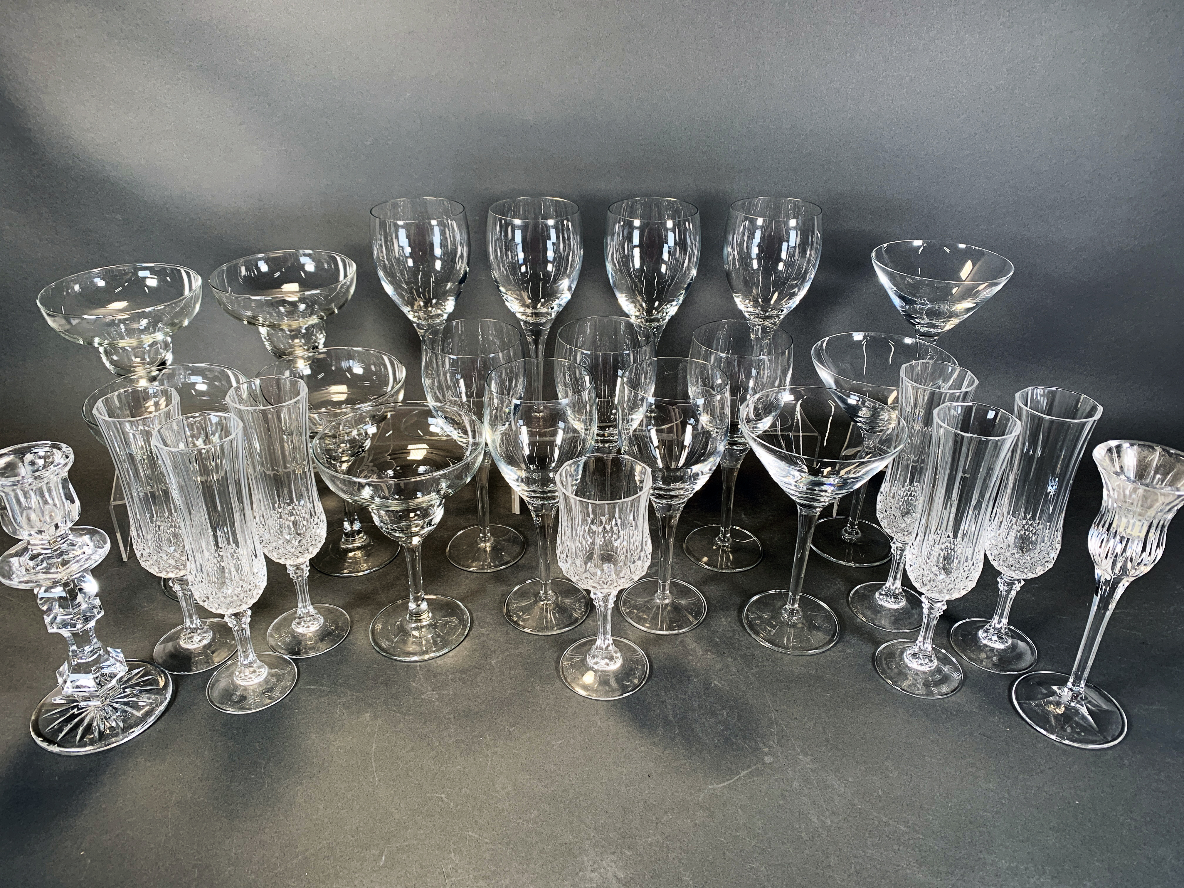 Large Lot Of Crystal And Glass Stemware  image 1