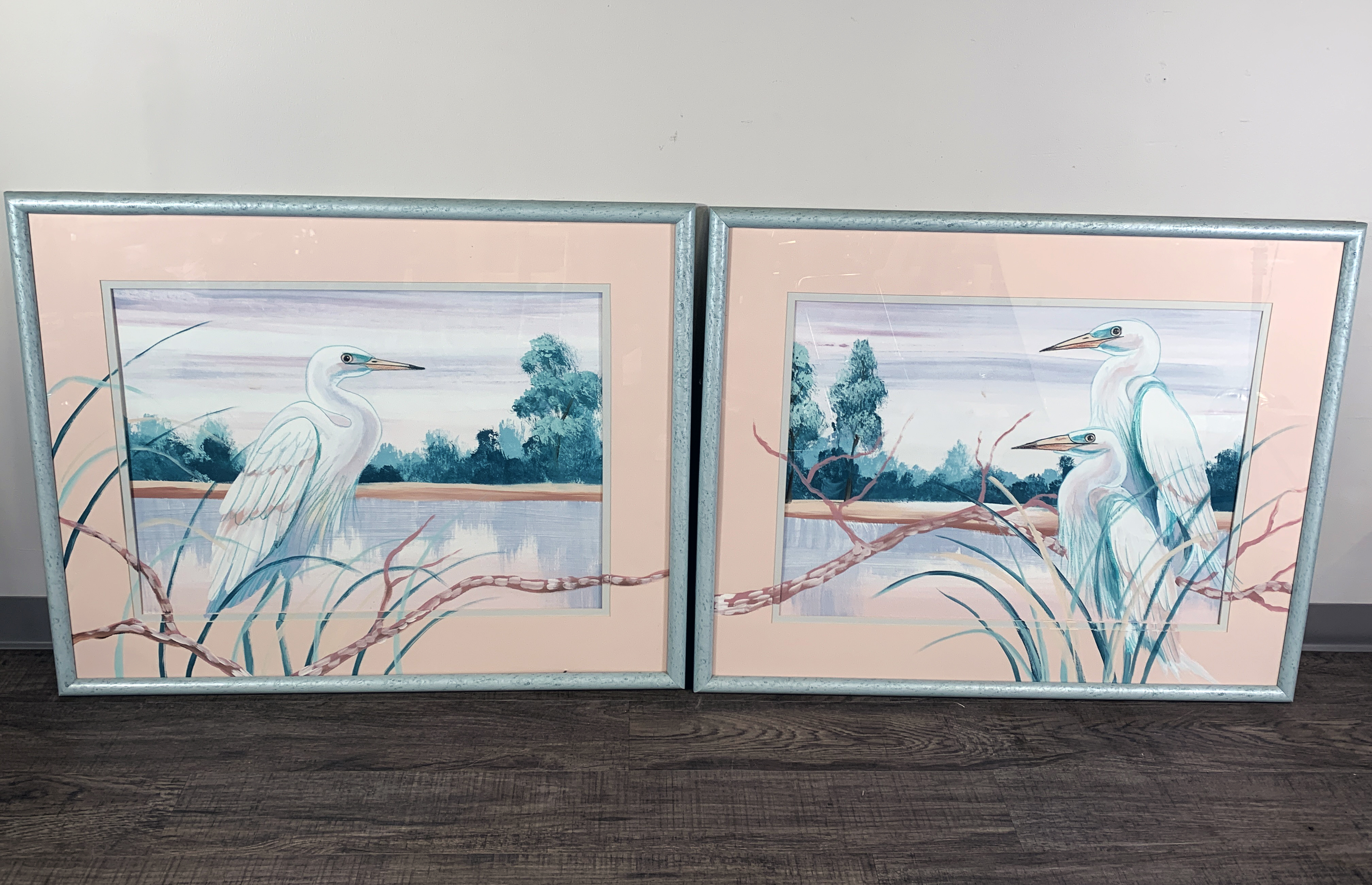 Pair Of Original Egret Paintings image 1