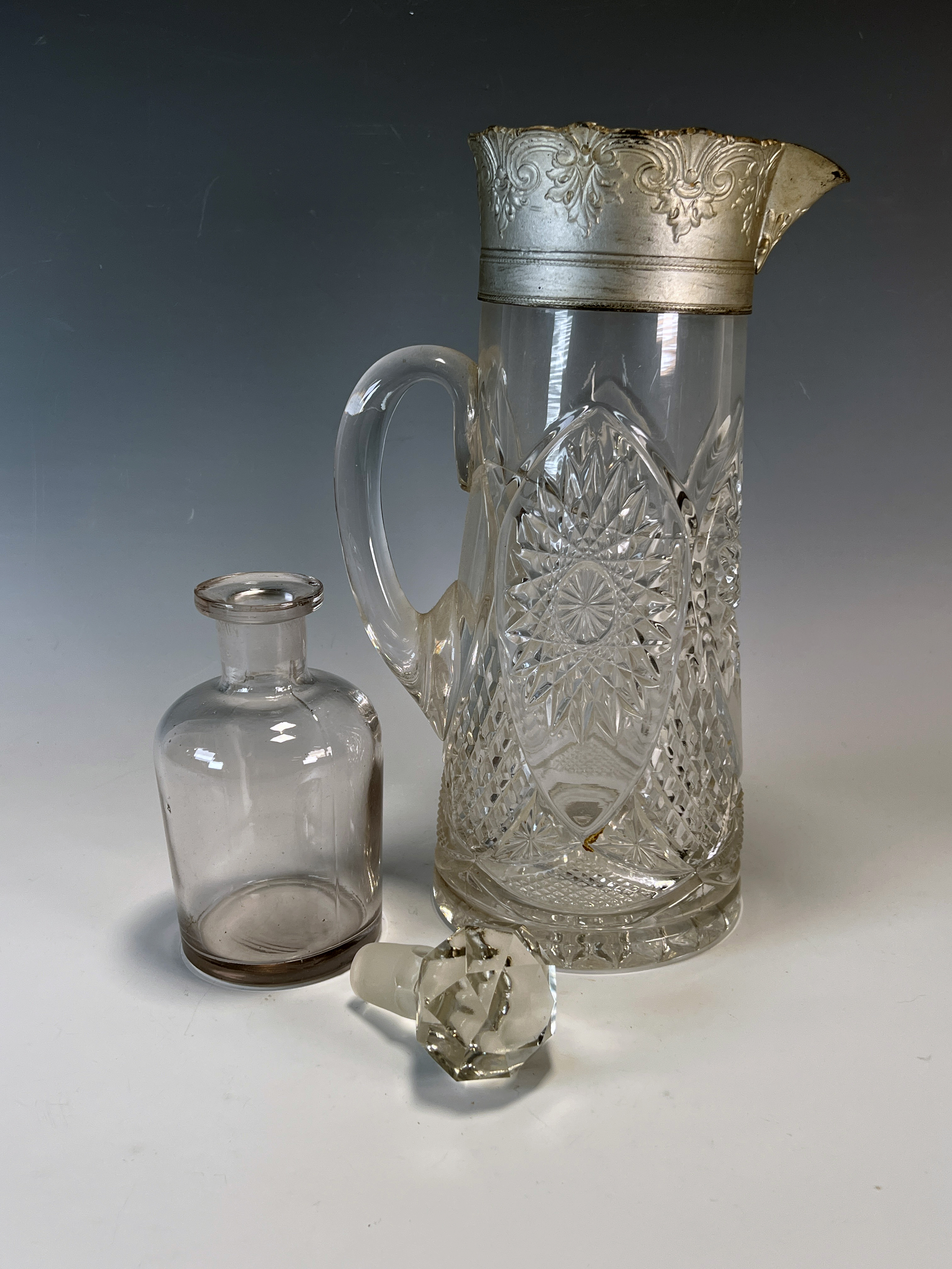 Glass Pitcher & Small Bottle With Stopper  image 3