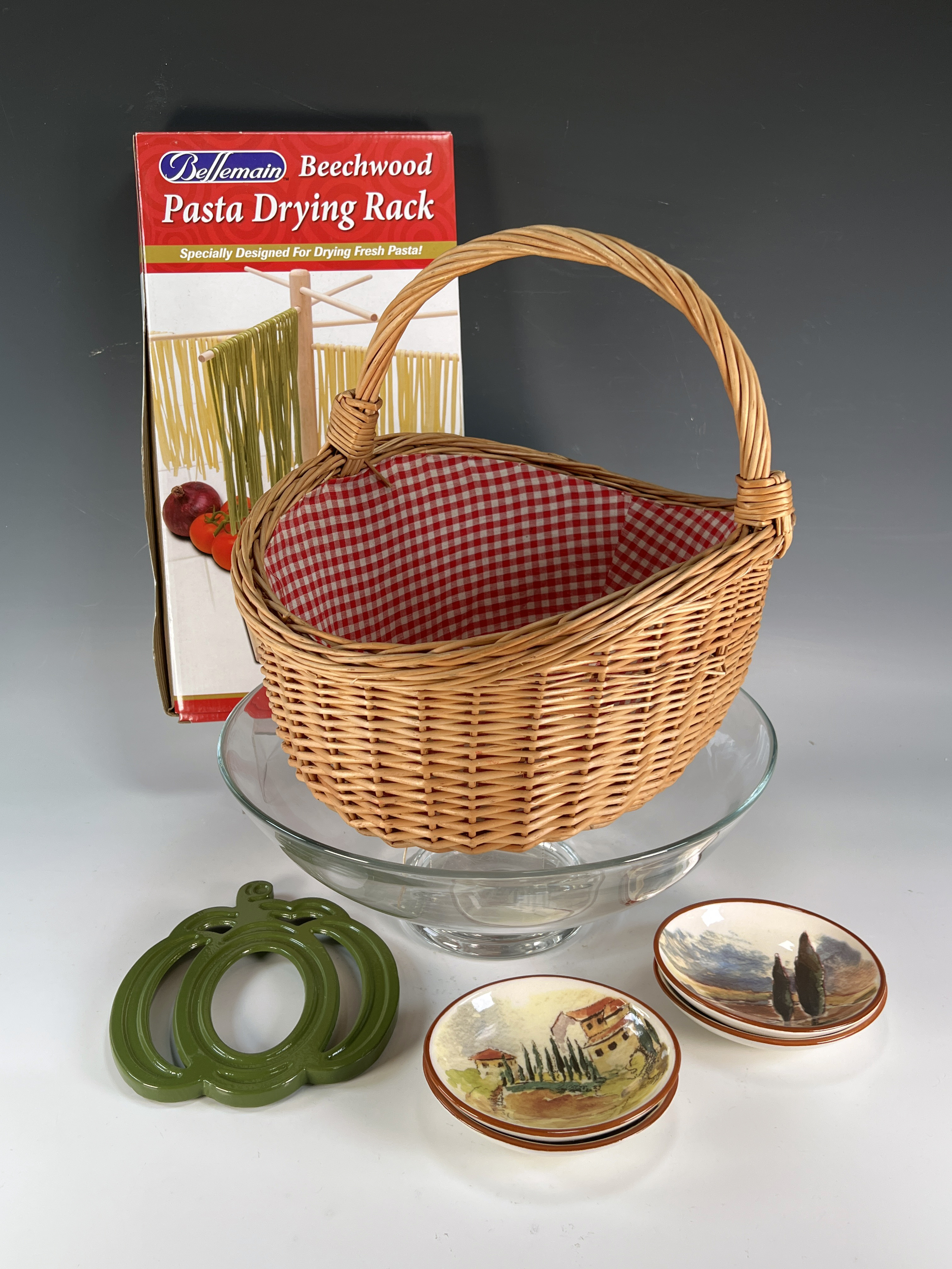 Pasta Drying Rack, Large Glass Serving Bowl, William Sonoma Dishes image 1