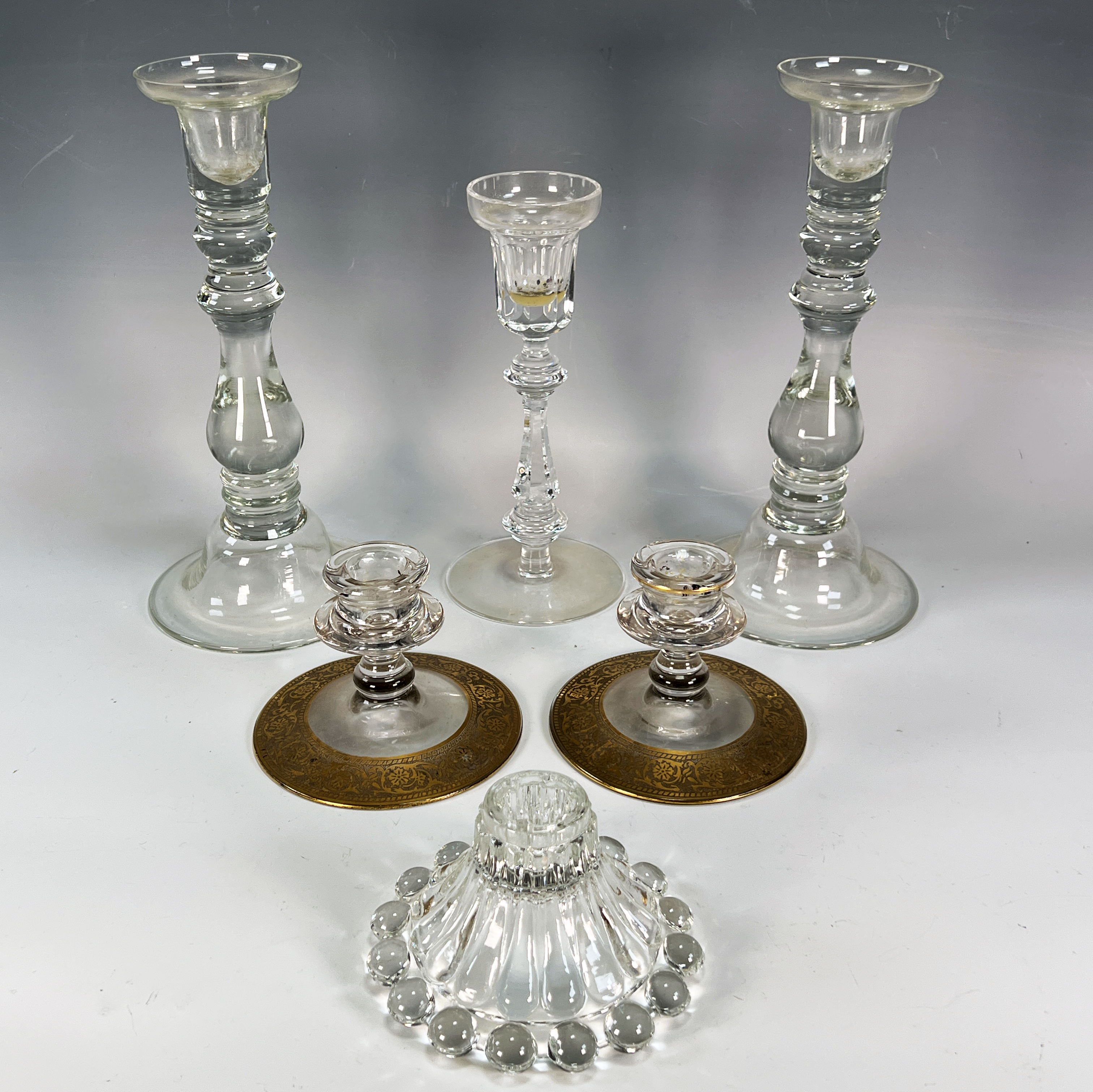 6 Glass Candlestick Holders image 1