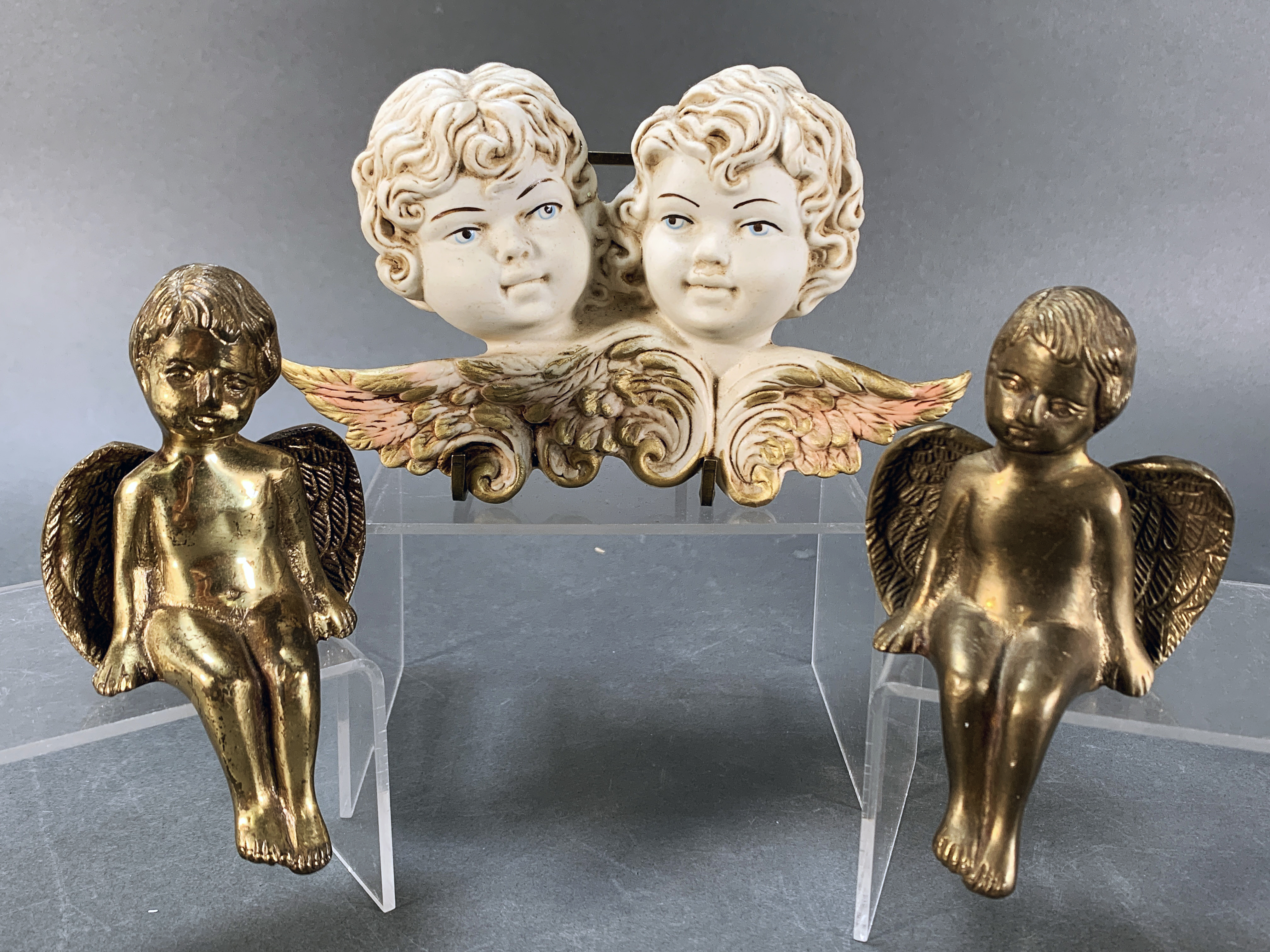 Capodimonte Angels & Two Brass Angel Shelf Sitters image 1
