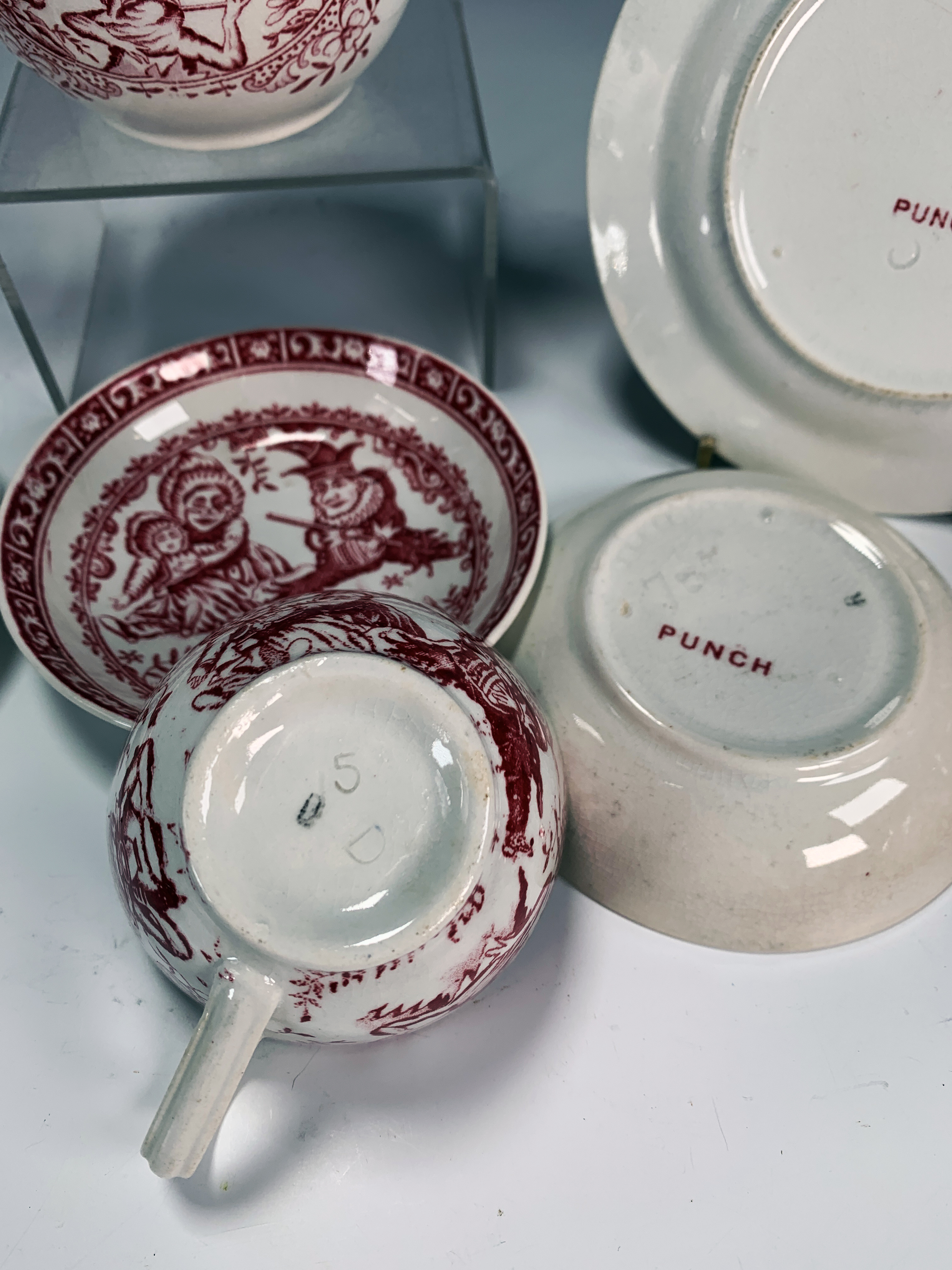 AntiqueÂ punch & JudyÂ english Red Transferware Tea Set image 3
