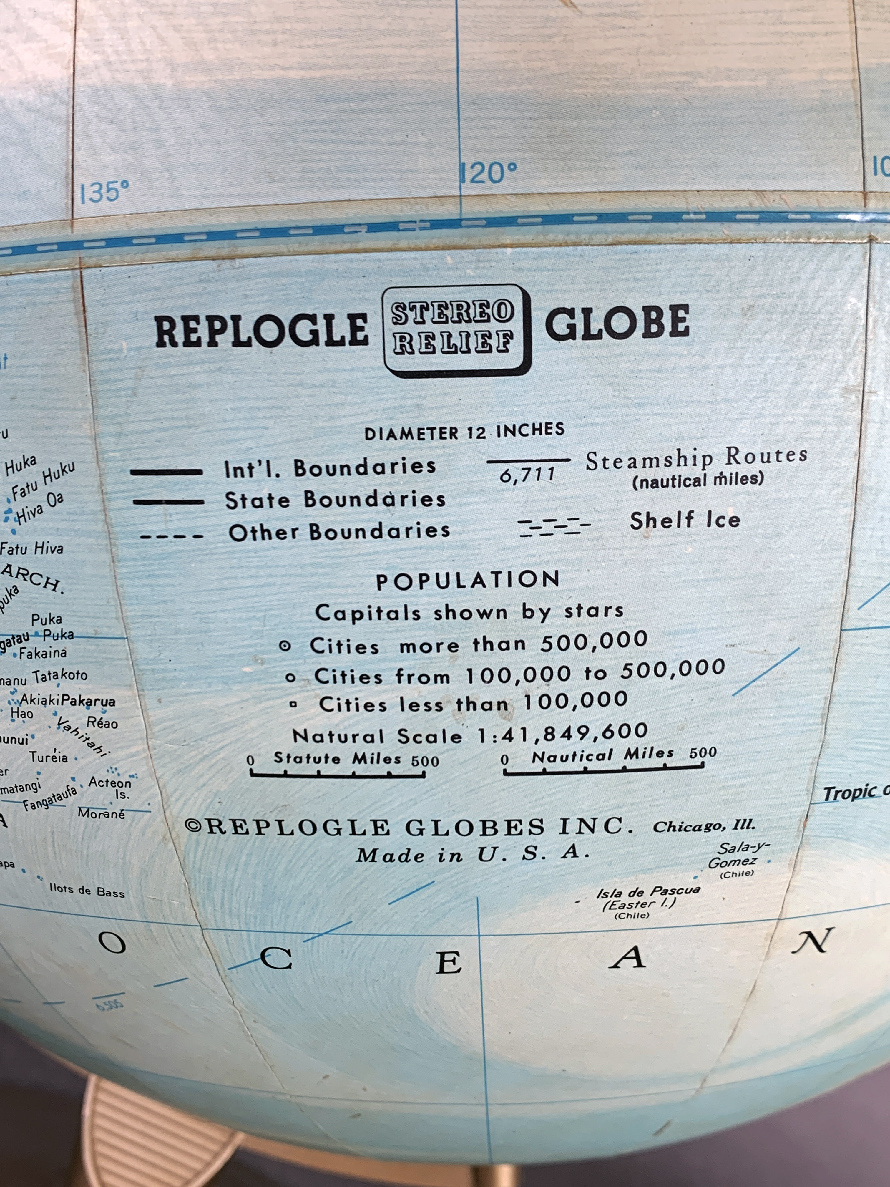 Vintage Replogle Stereo Relief Globe  image 3