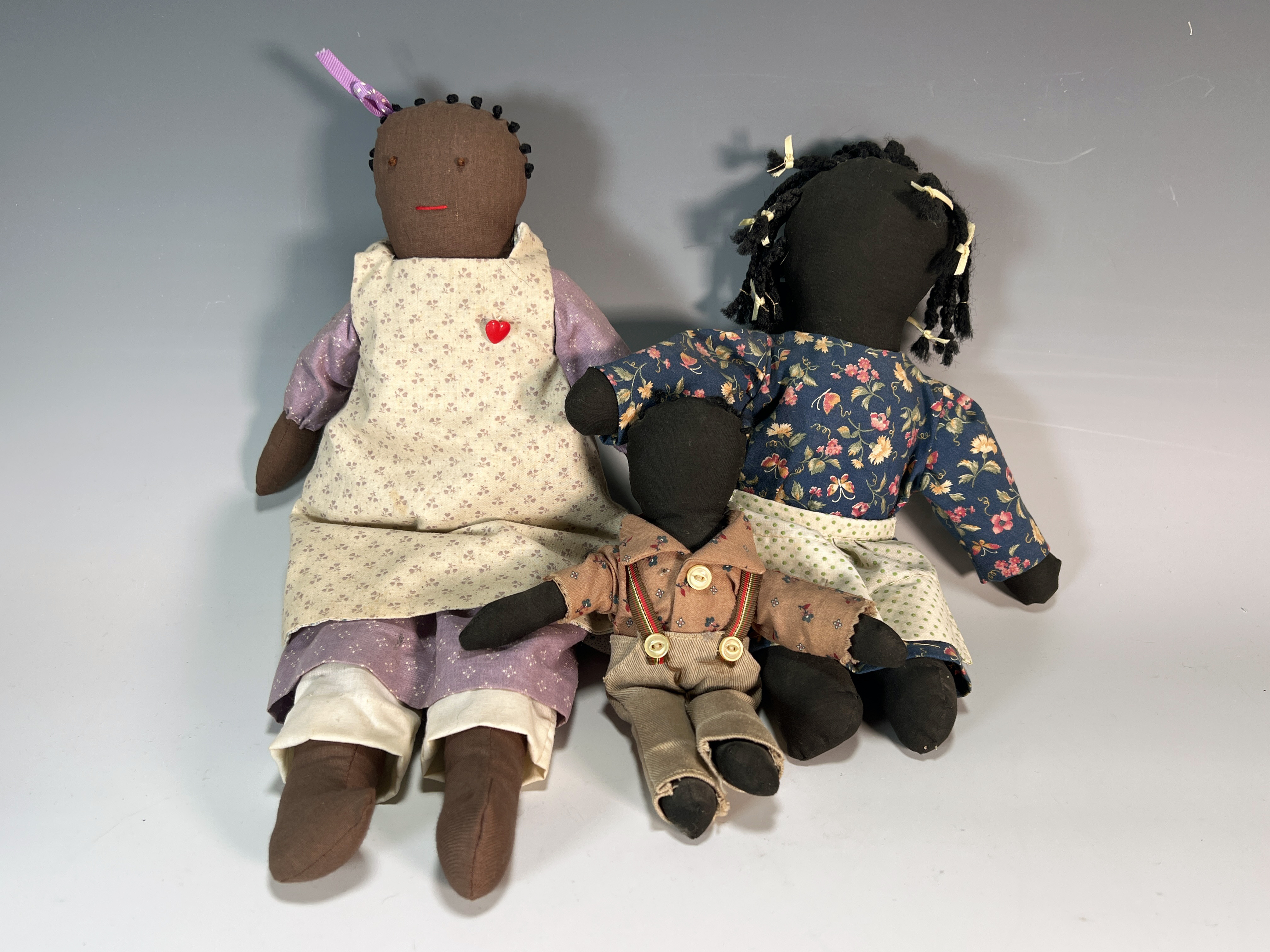 Black Americana Dolls On Country Bench With Blackboard image 3
