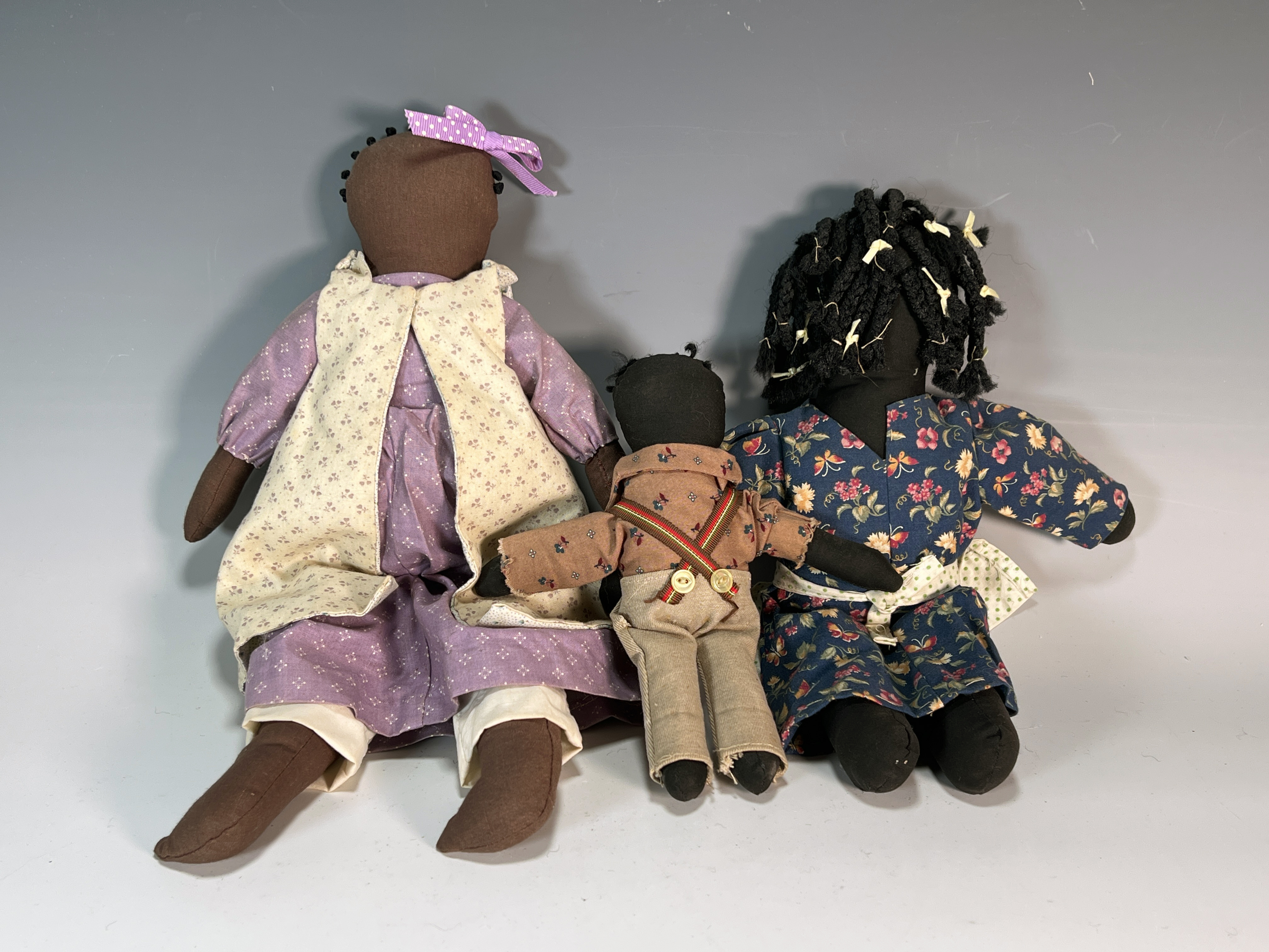 Black Americana Dolls On Country Bench With Blackboard image 4