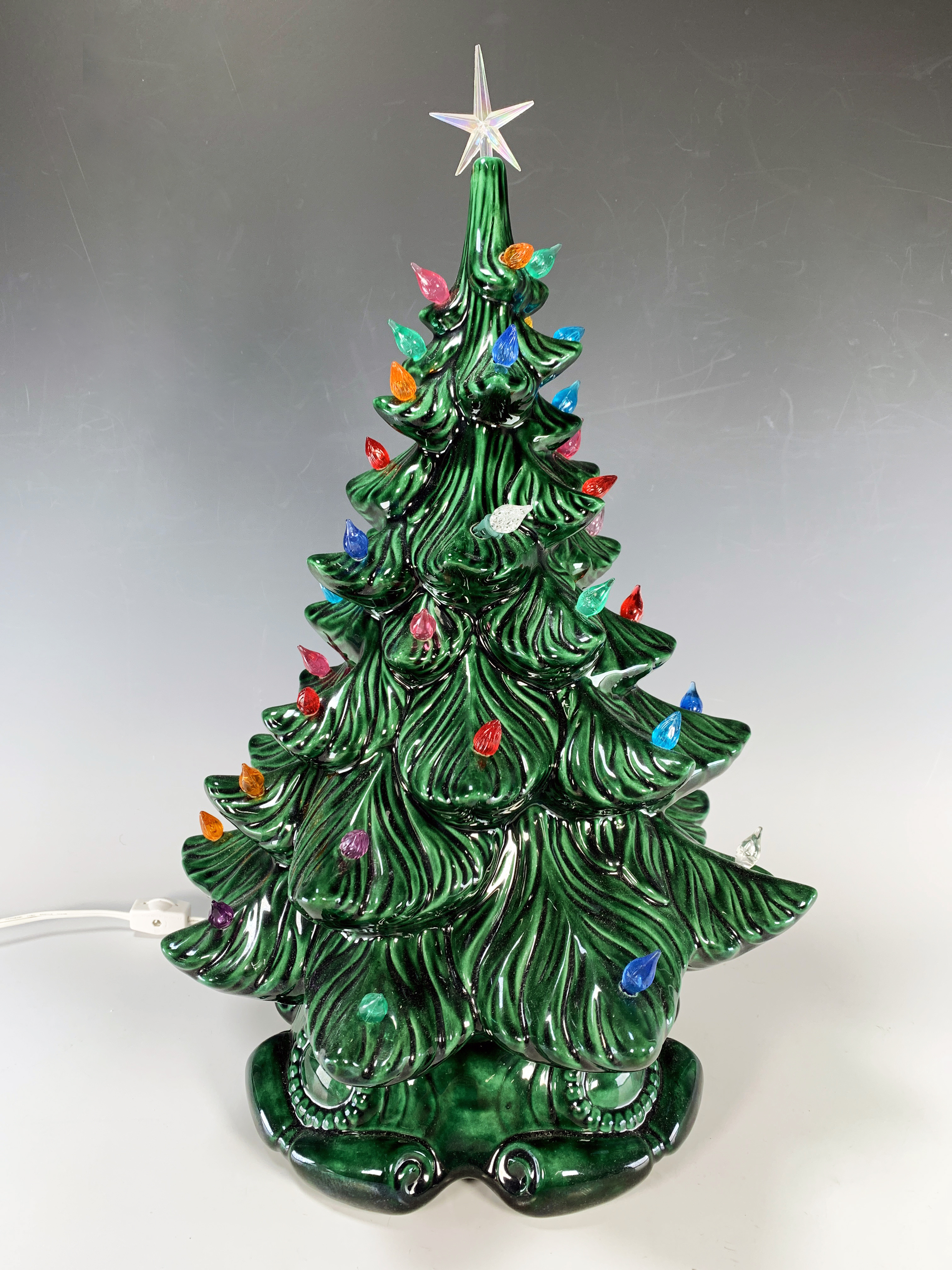 Vintage 18â€ Ceramic Christmas Tree On Musical Base image 1