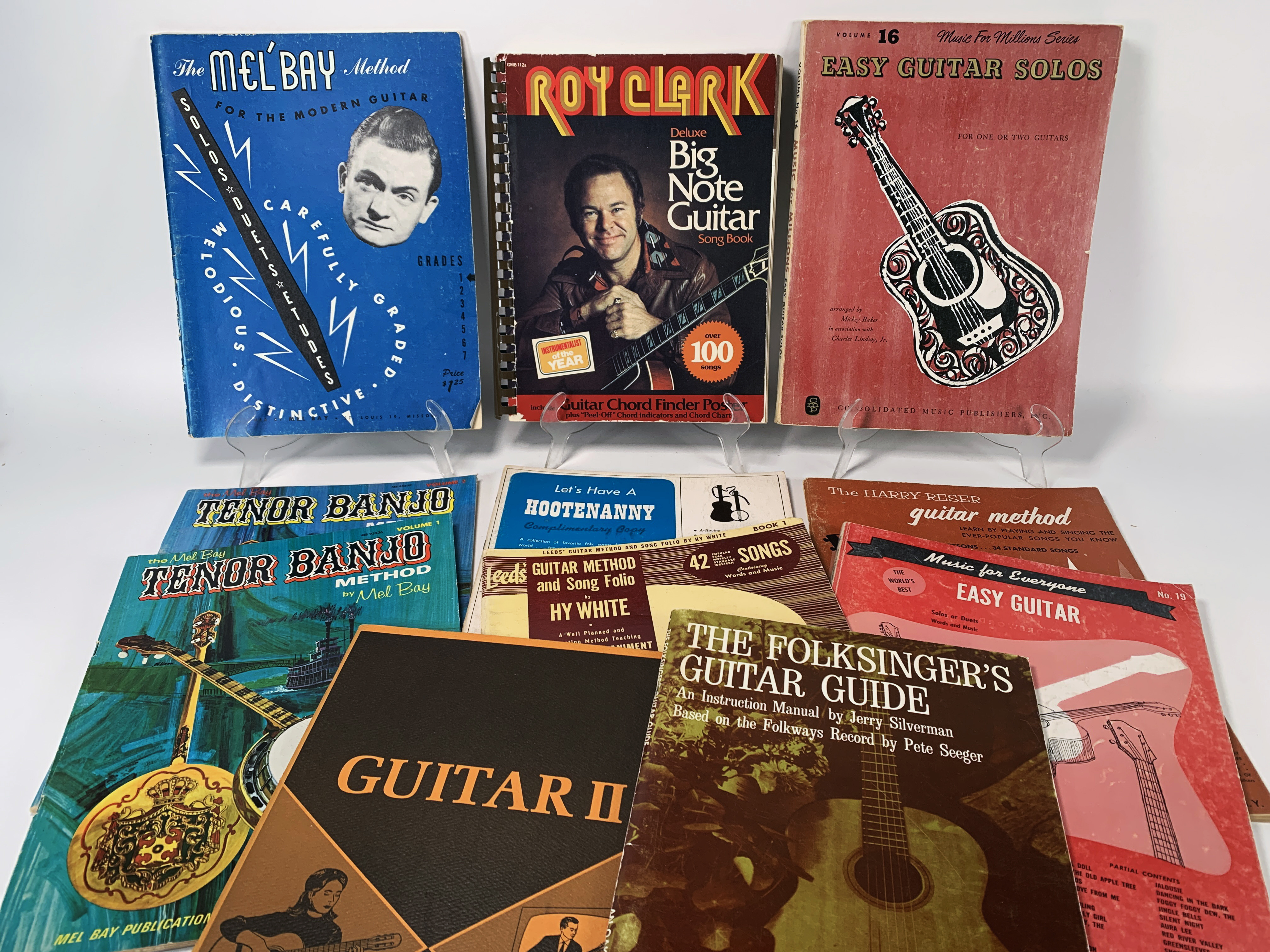 Lot Of Guitar And Banjo Instructional Books And Vintage Music image 1