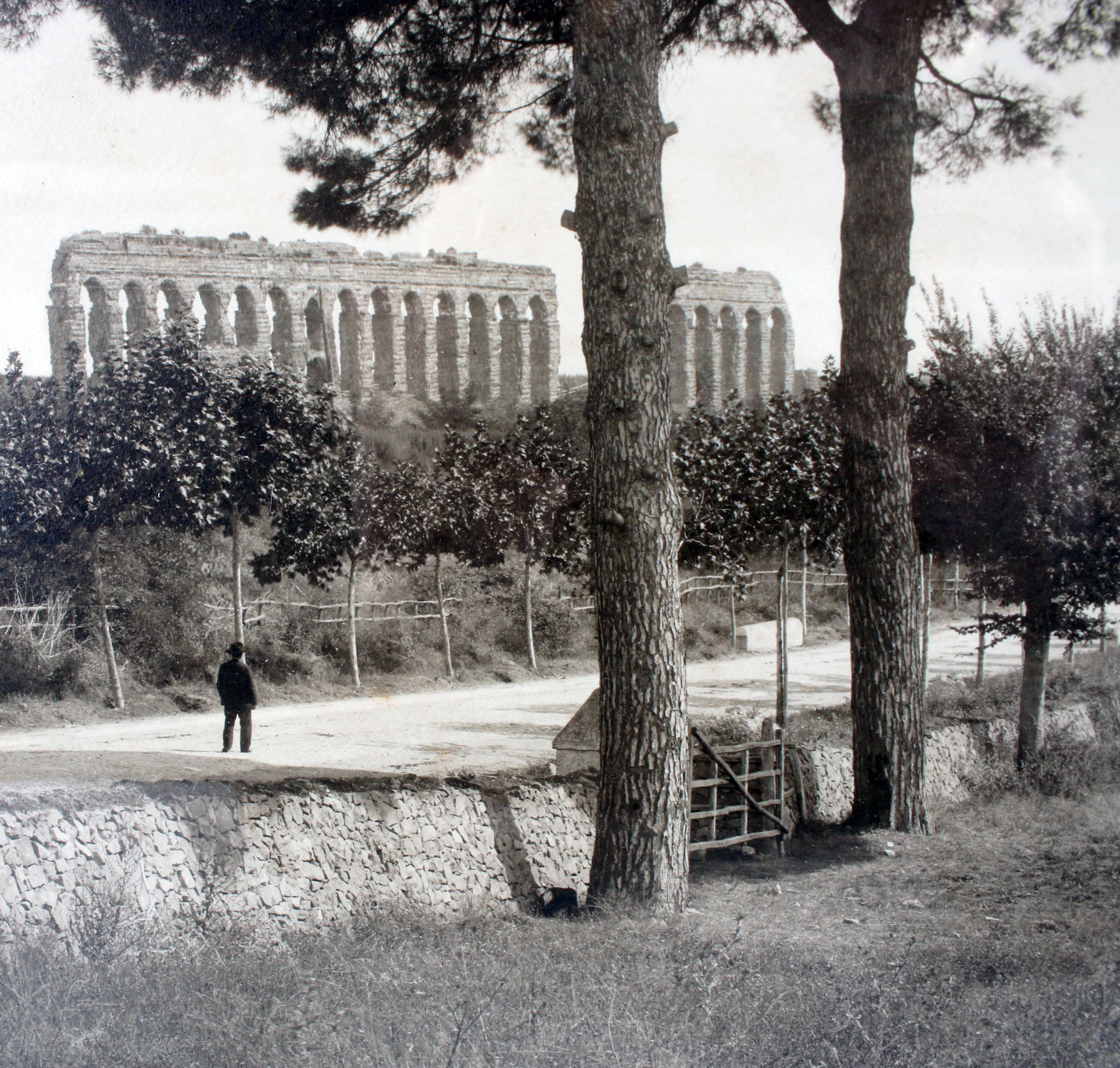 Print Of Claudio Aqueduct Roman Ruins Behind Trees image 3