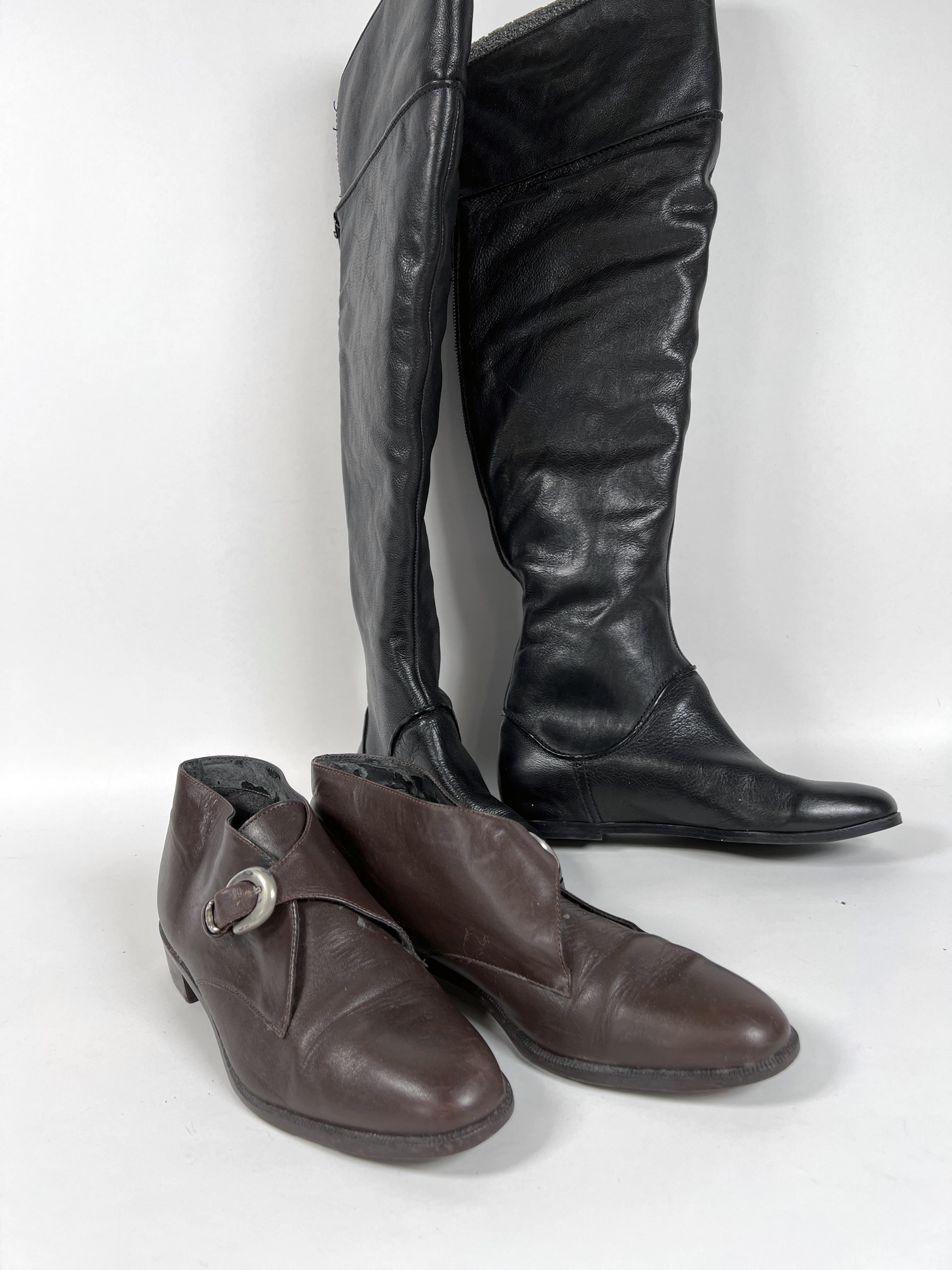 Via Spiga Black Leather Over The Knee Boots 7 M & Brown Unisa image 3
