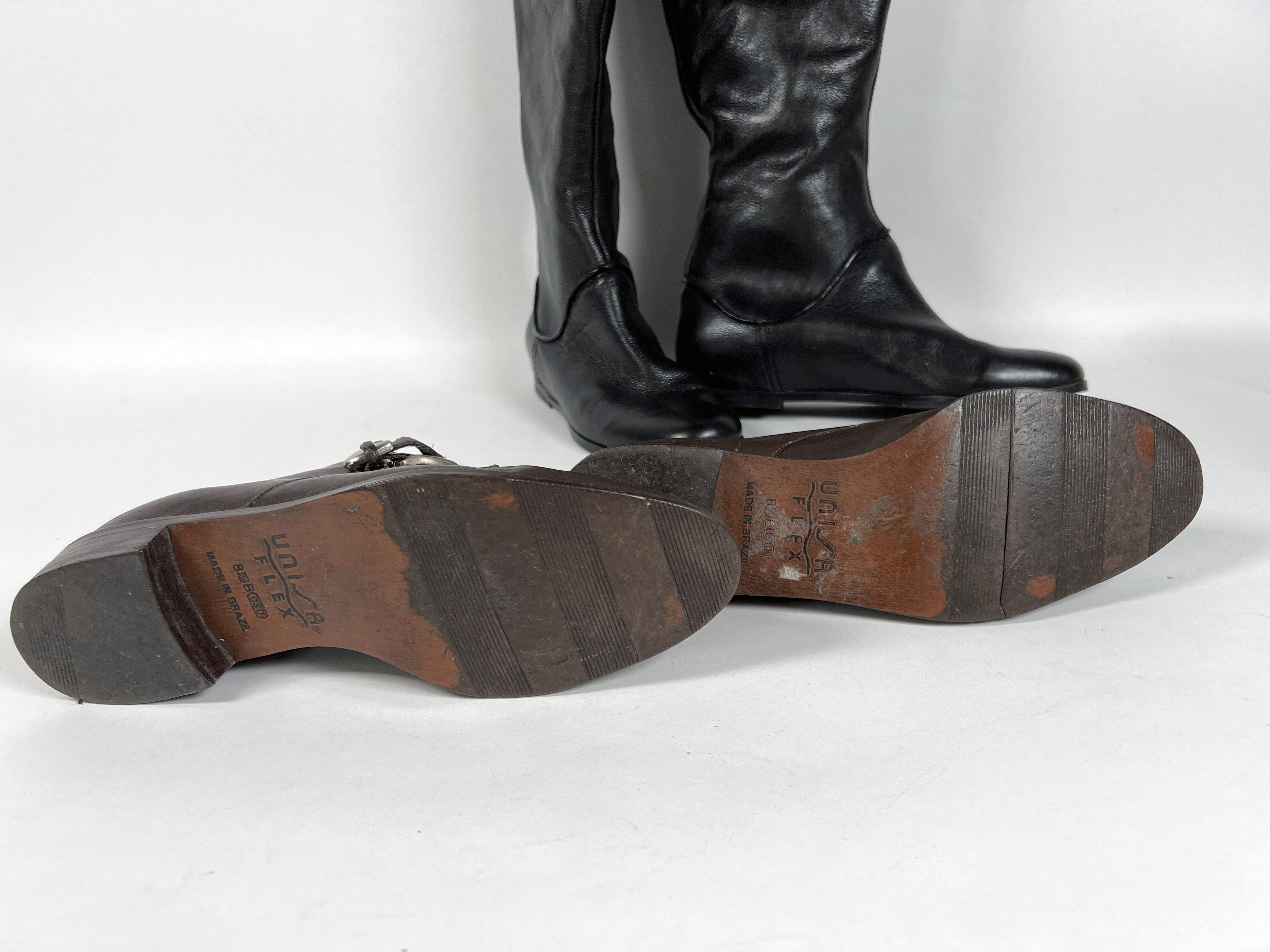Via Spiga Black Leather Over The Knee Boots 7 M & Brown Unisa image 4