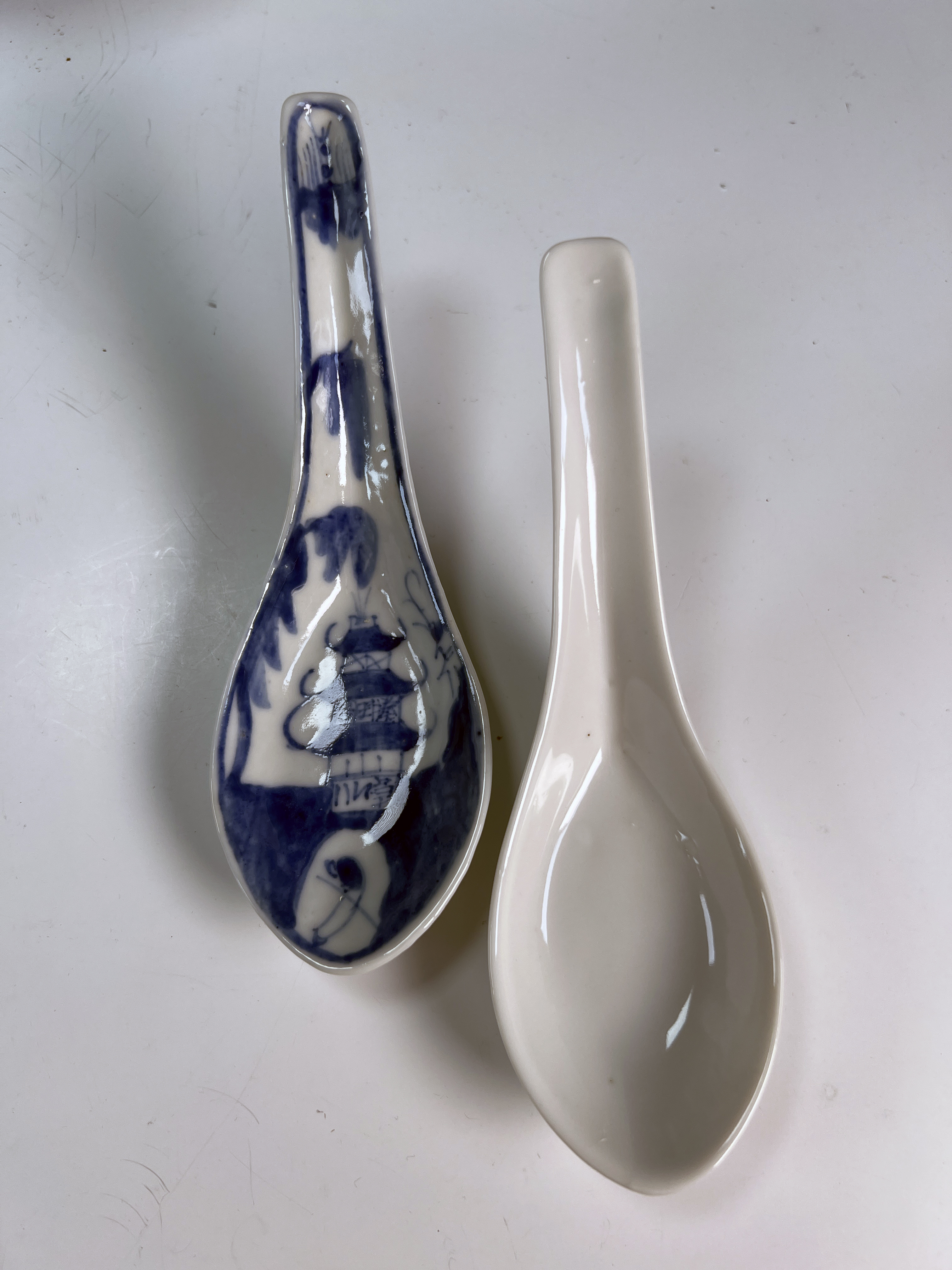 Asian Style B & W Soup Bowl, 11 Rice Bowls, 6 Soup Spoons image 2