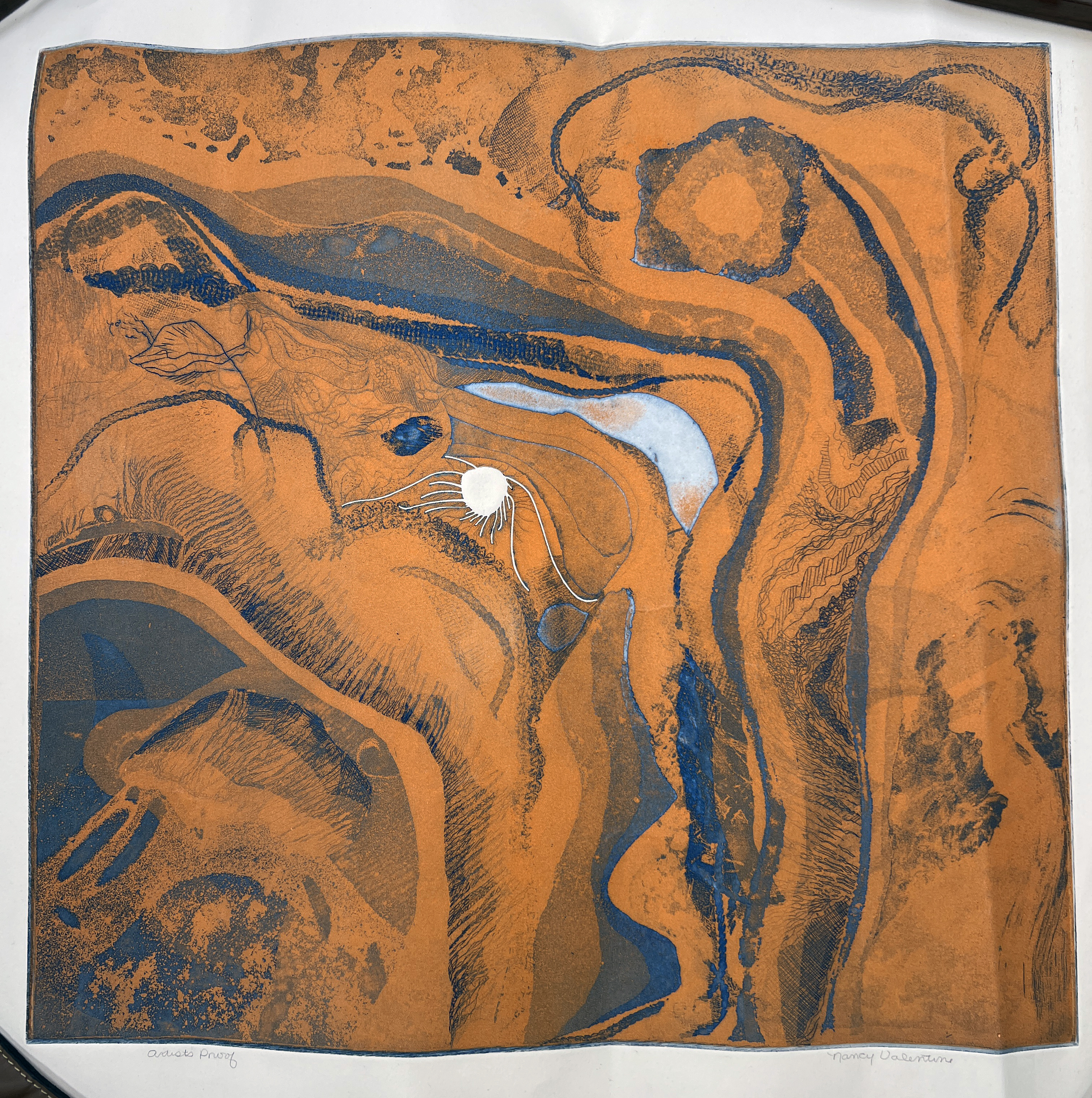 Marbleized Abstract Signed Print image 1