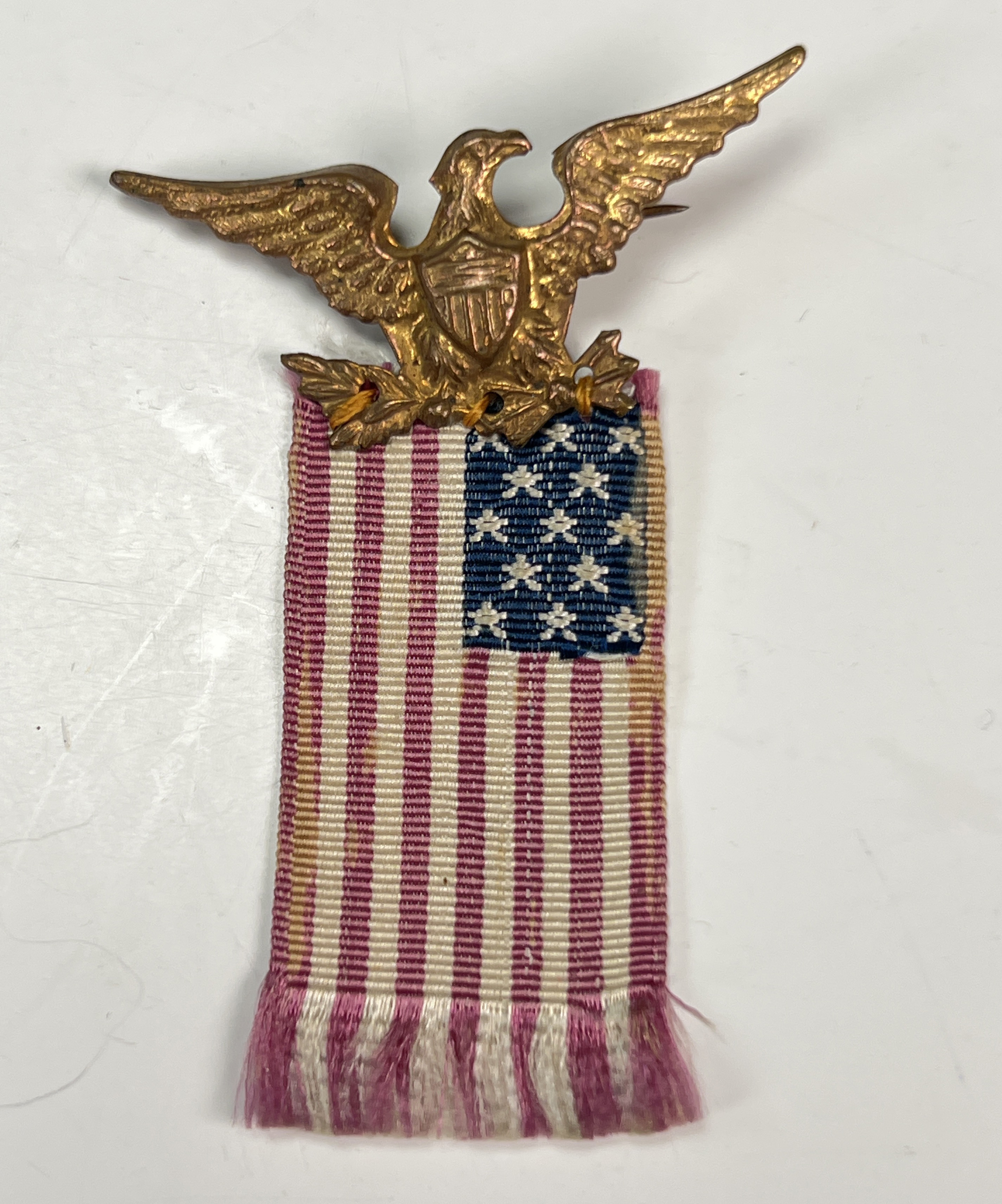 Antique Eagle With Usa 13 Star Flag Political Pin image 1
