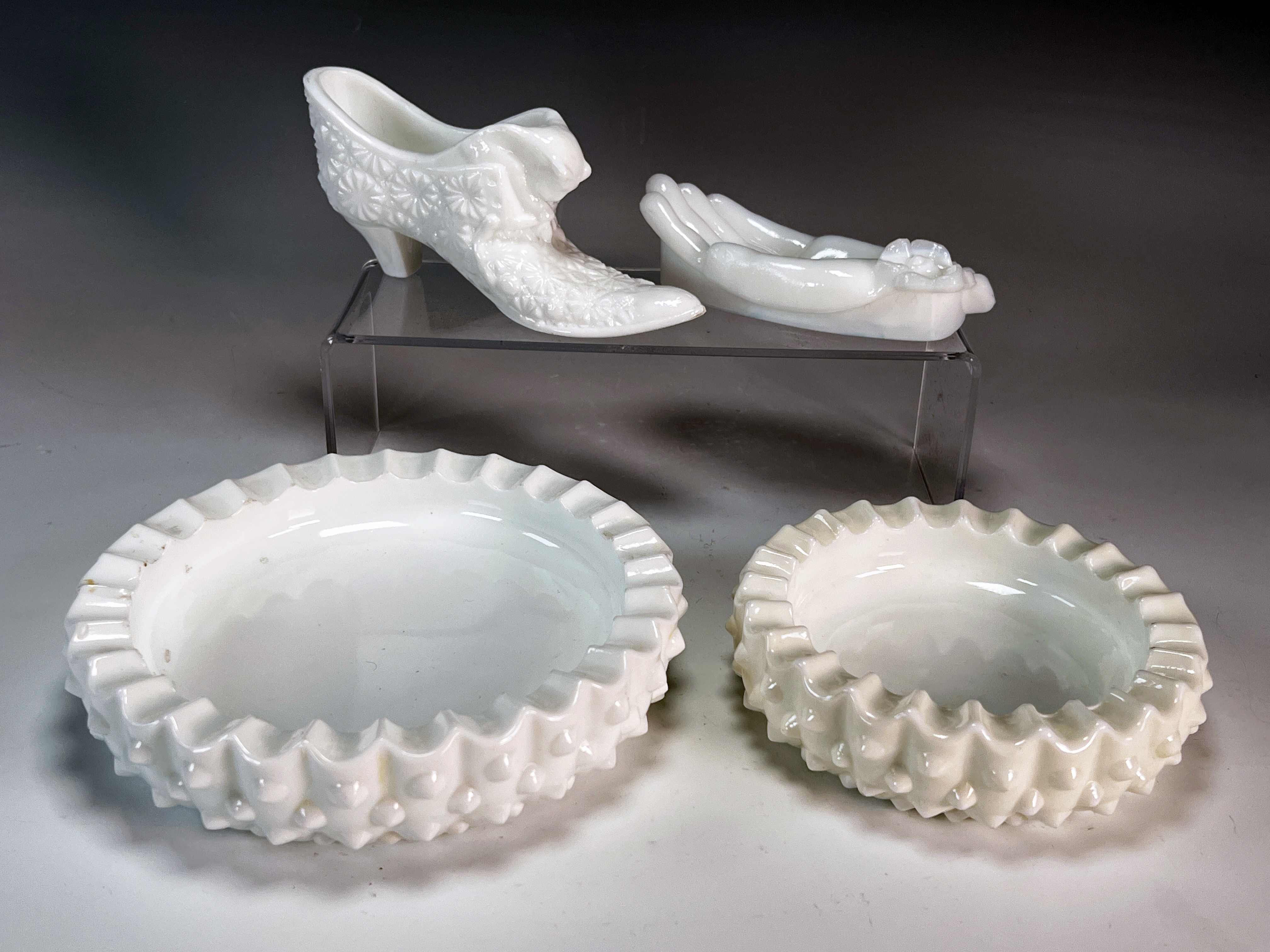 Collection Of Milk Glass Ashtrays image 1