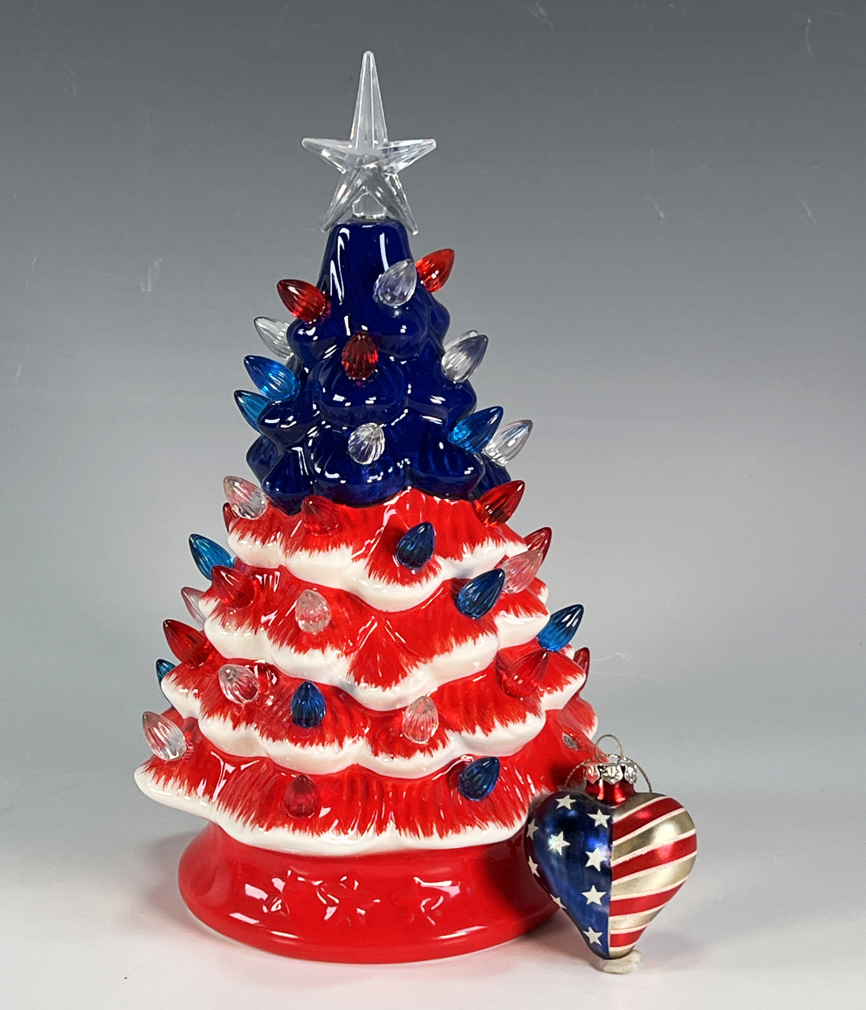 Illuminated Patriotic Christmas Ceramic Tree image 1