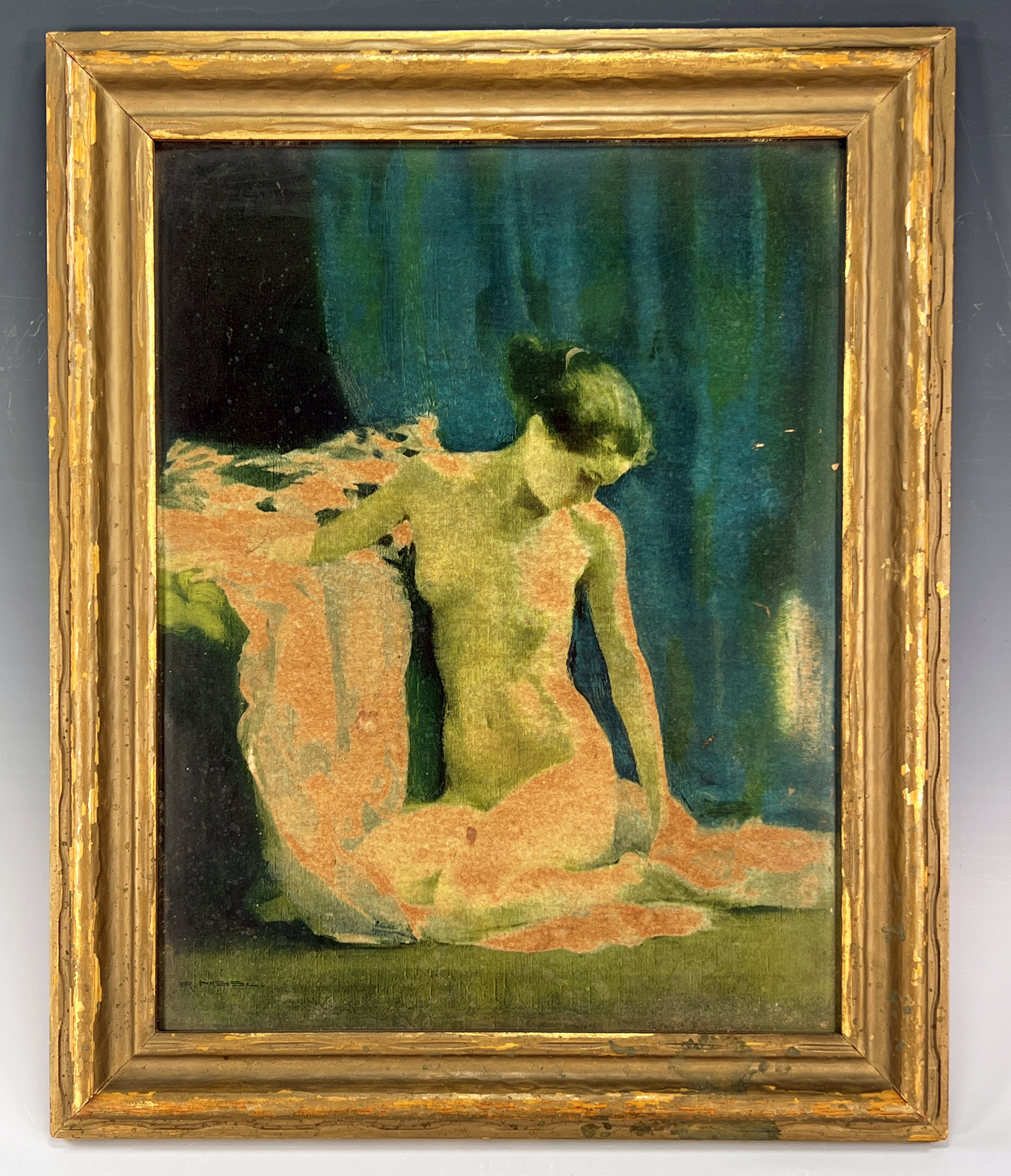 Signed Painting Of Elegant Nude Woman image 1