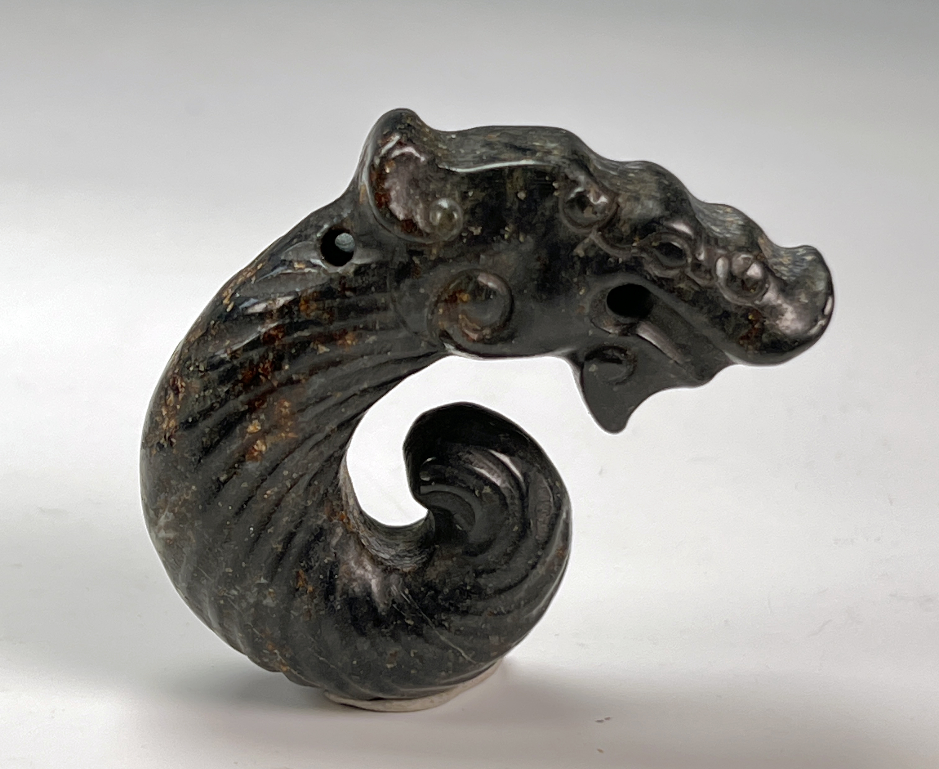 Ancient Carved Chinese Dragon Toggle - 2 Inch Archaic Artwork image 1