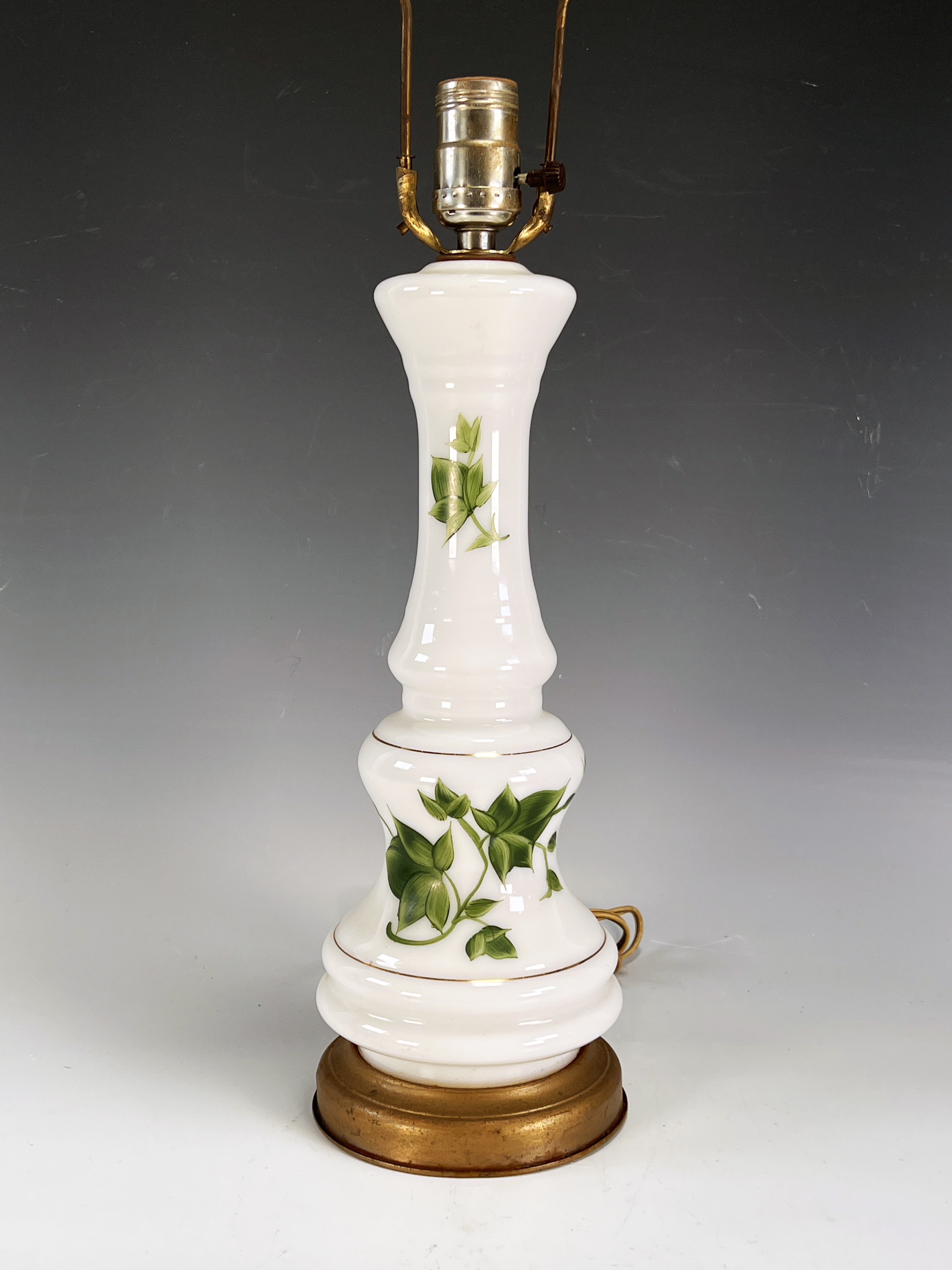 Vintage Milk Glass Ivy Table Lamp image 1