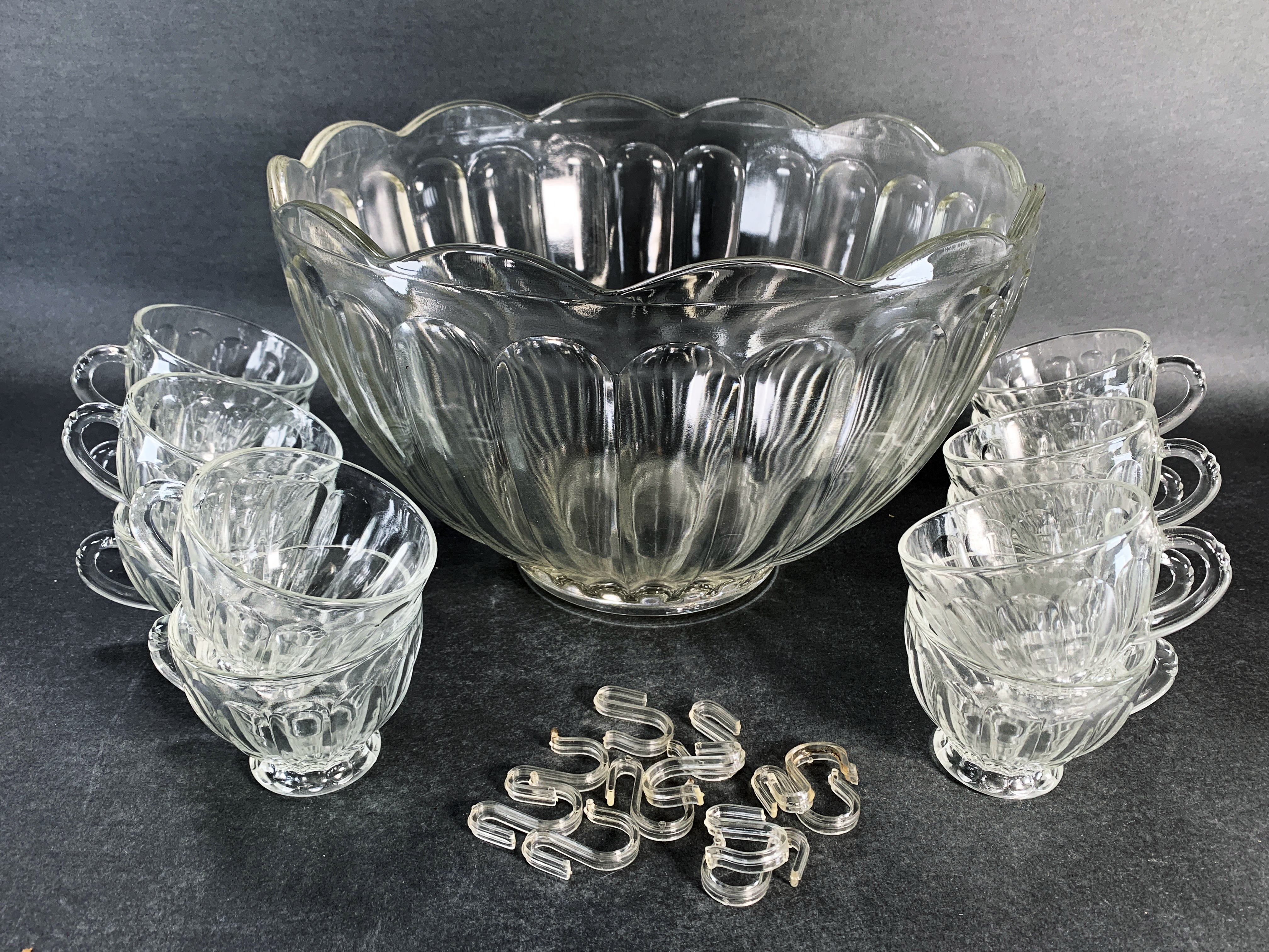 Glass Punch Bowl & Cups image 1