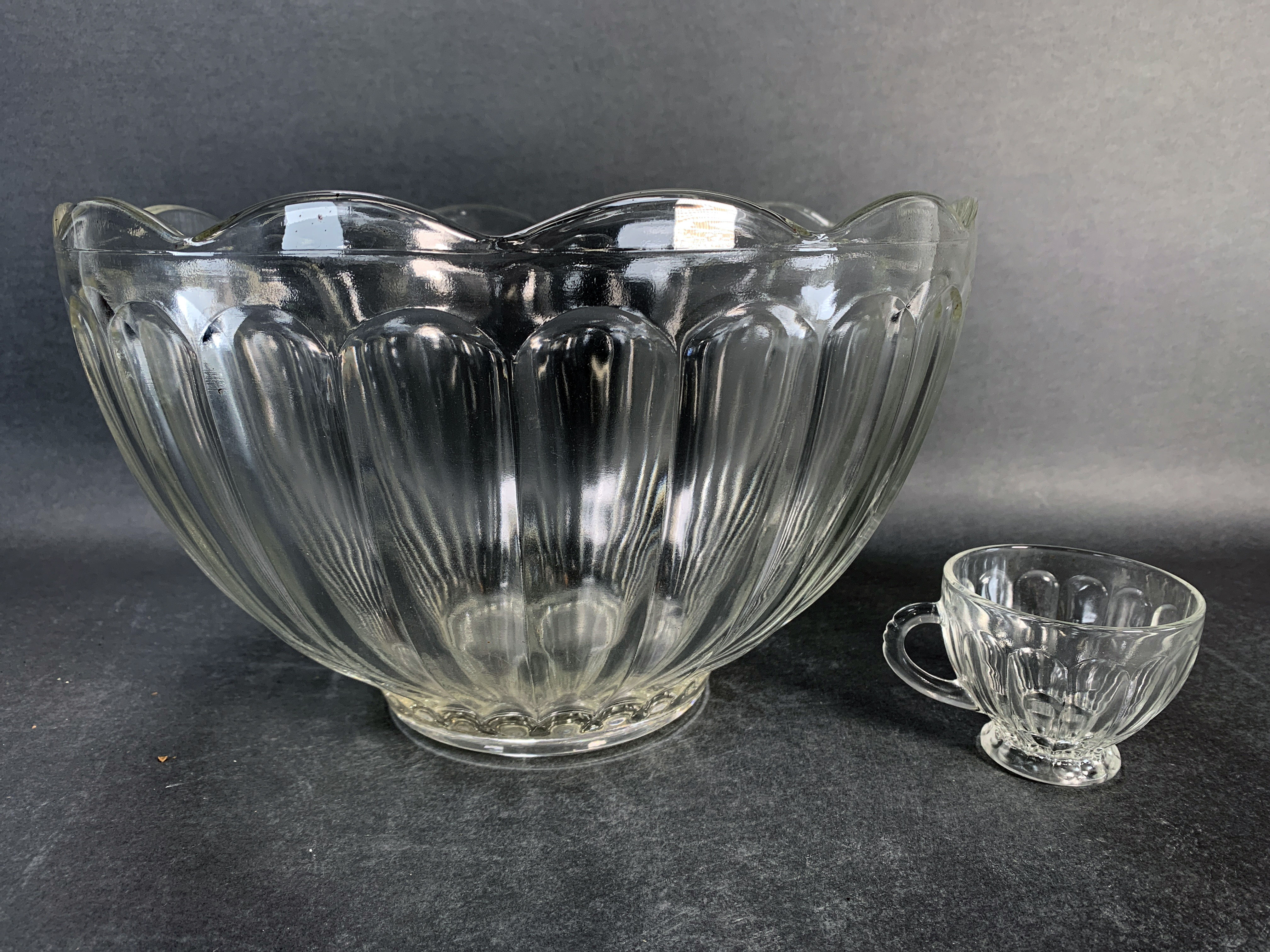 Glass Punch Bowl & Cups image 2