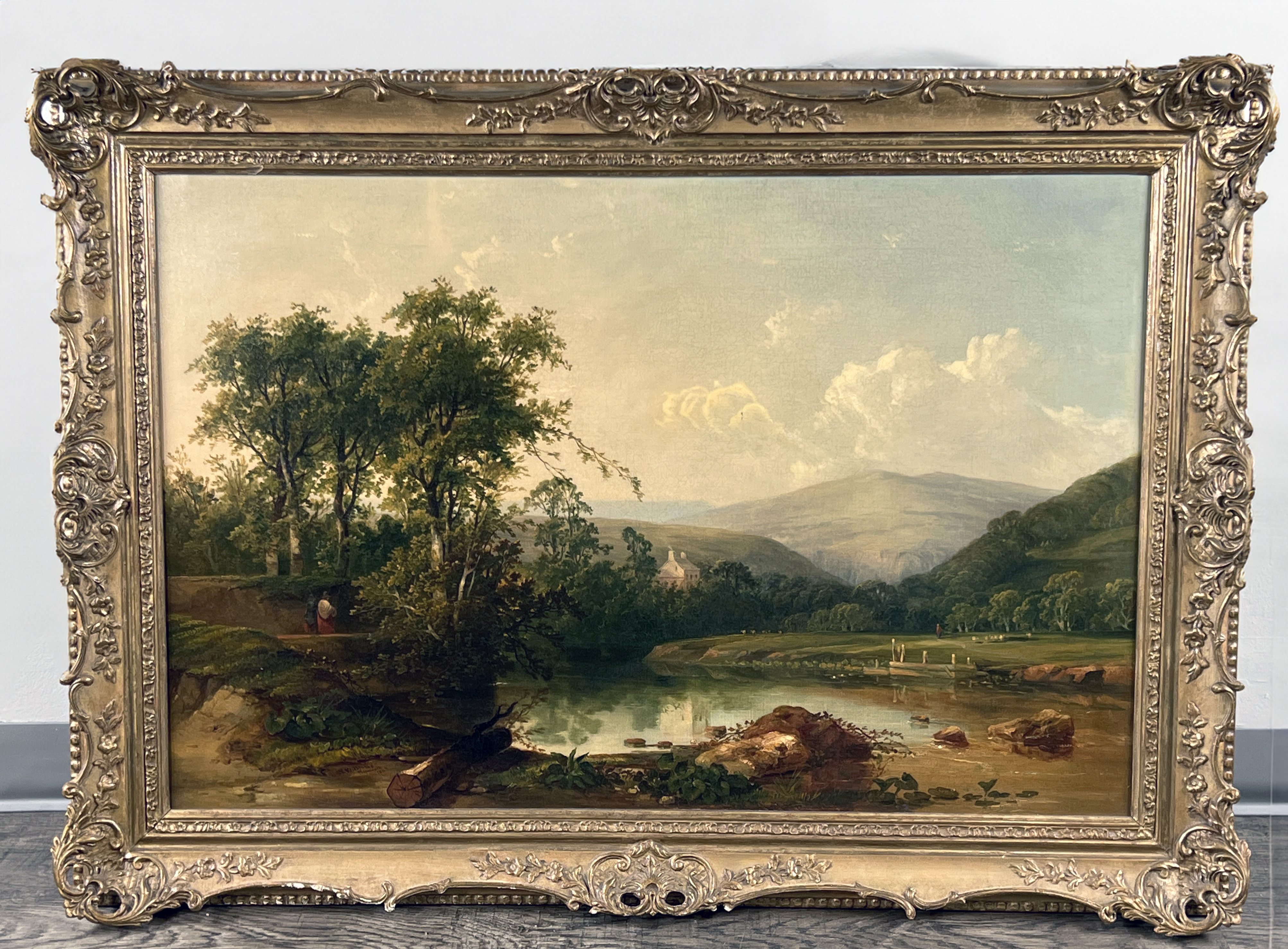 Signed W. Williams 1863 Plymouth Landscape Painting  image 1