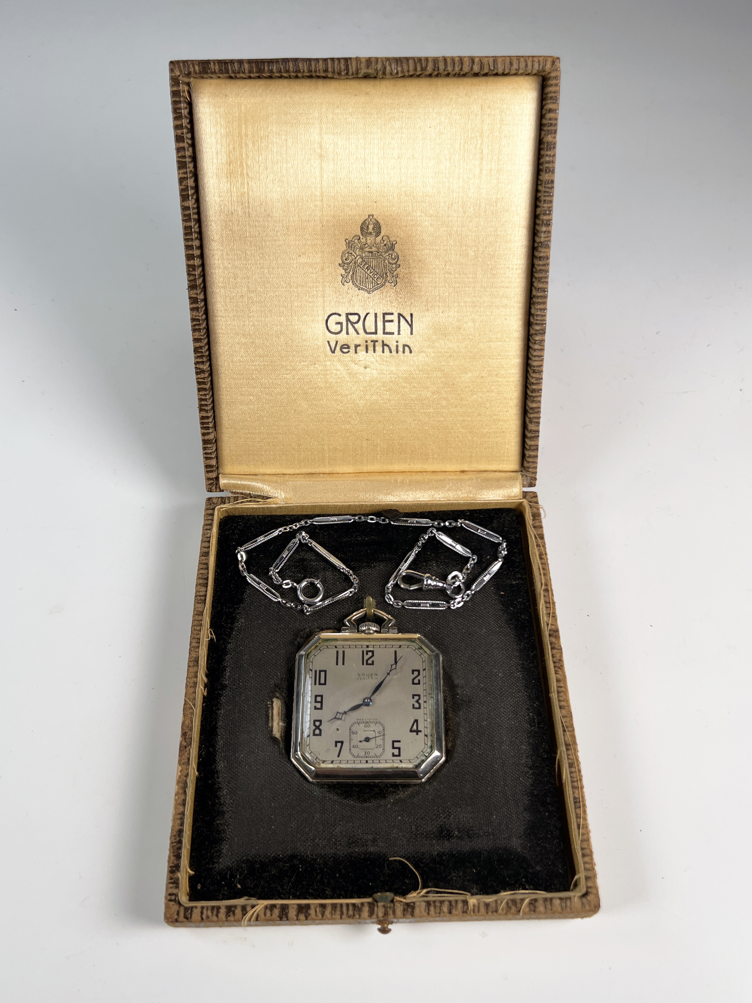 Gruen Verithin Art Deco Pocket Watch In Original Box image 1