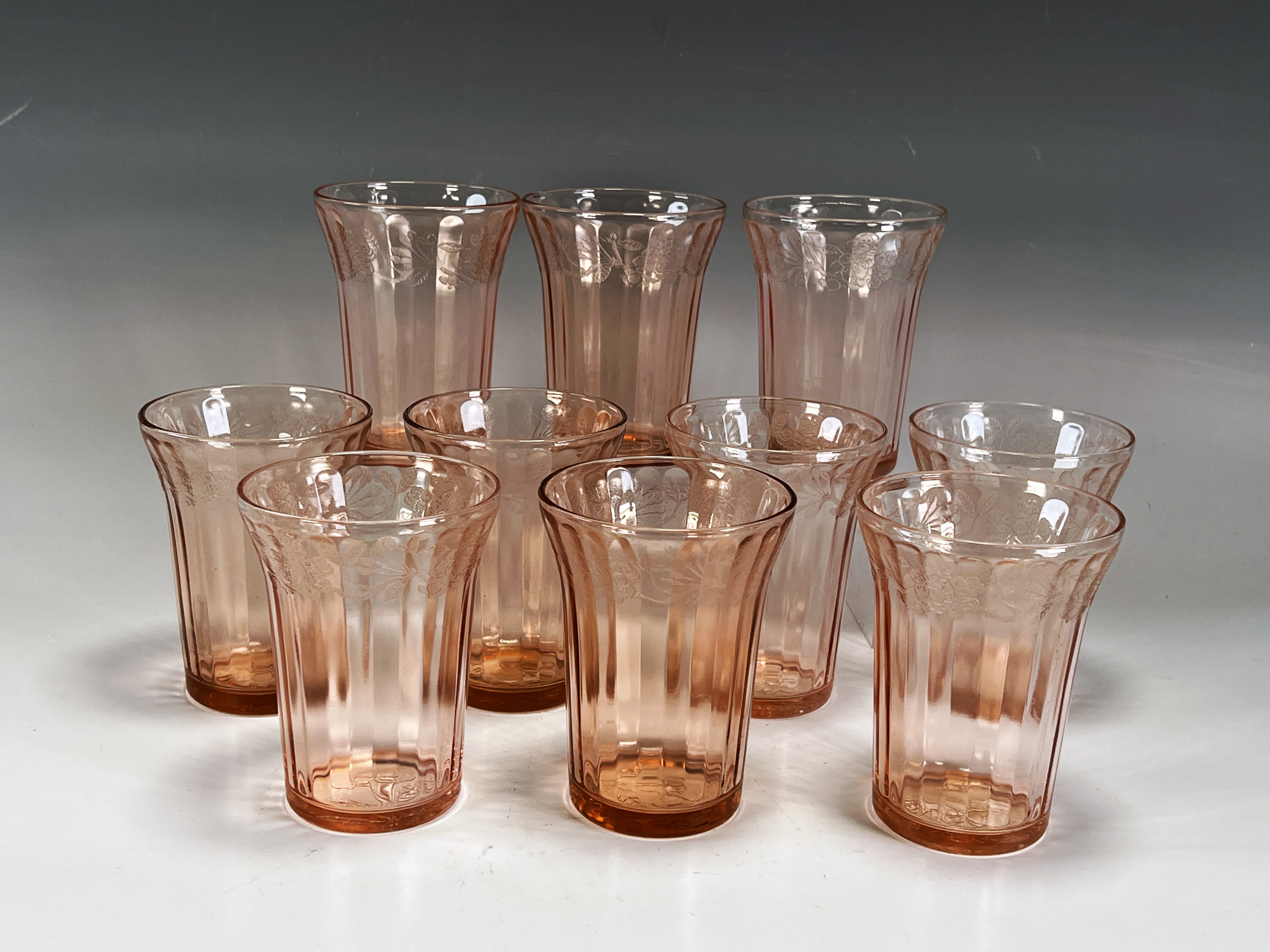 Vintage Pink Depression Glass Tumblers  image 1