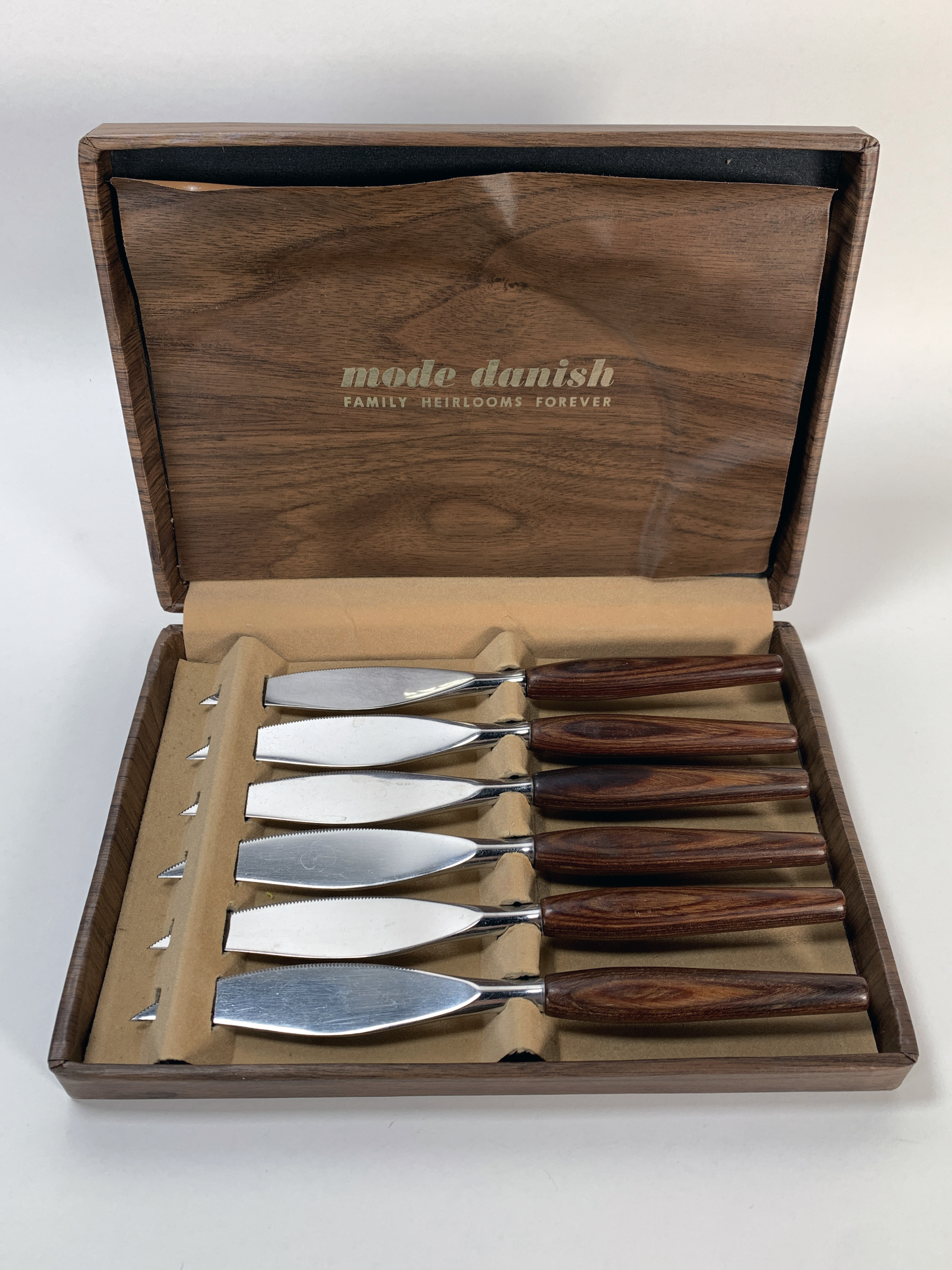 Mode Danish Wood Handled Steak Knives Set In Box image 1