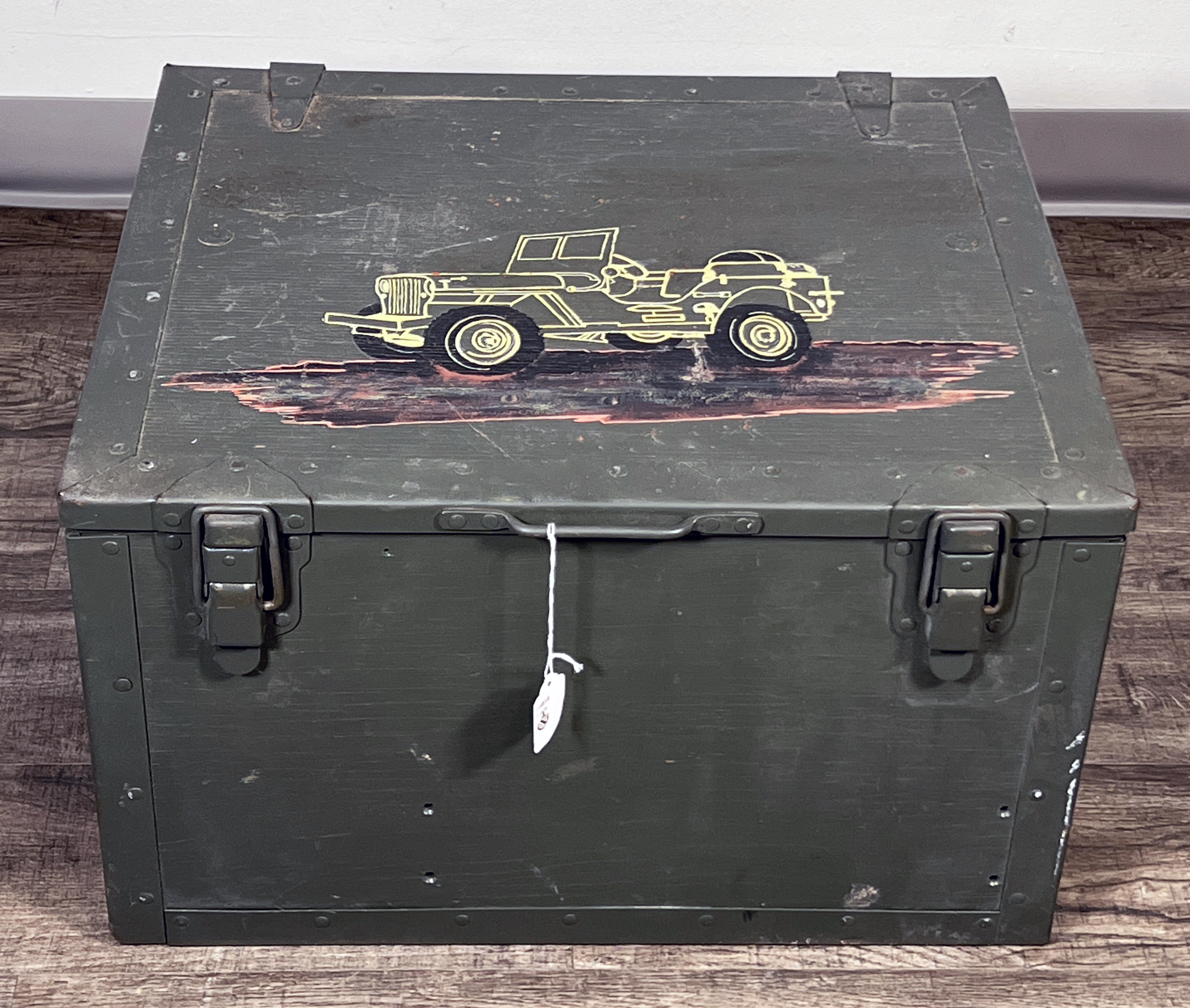 Vintage Wooden Jeep Utility Toy Box image 1