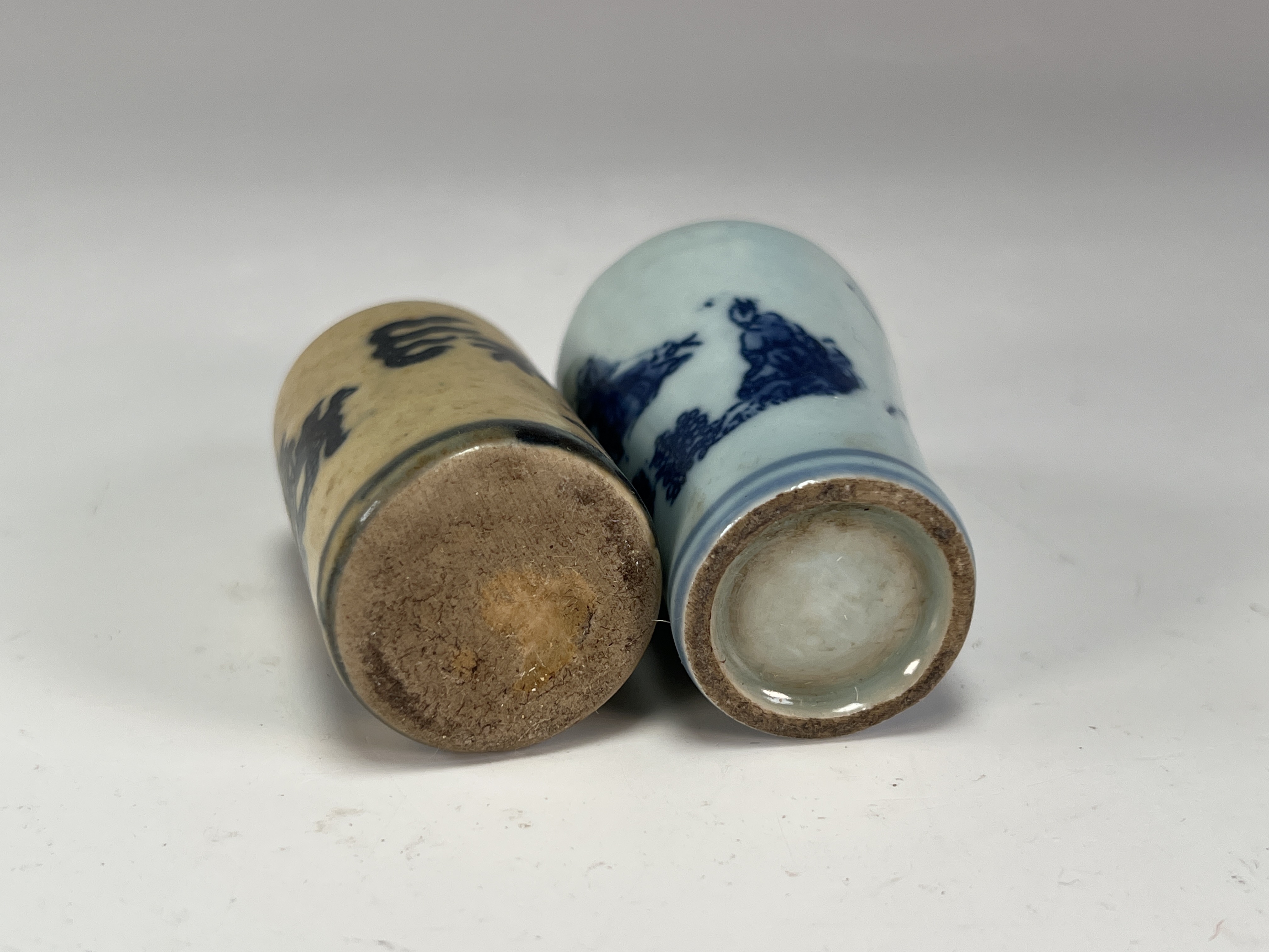 2 Porcelain Blue & White Snuff Bottles image 3