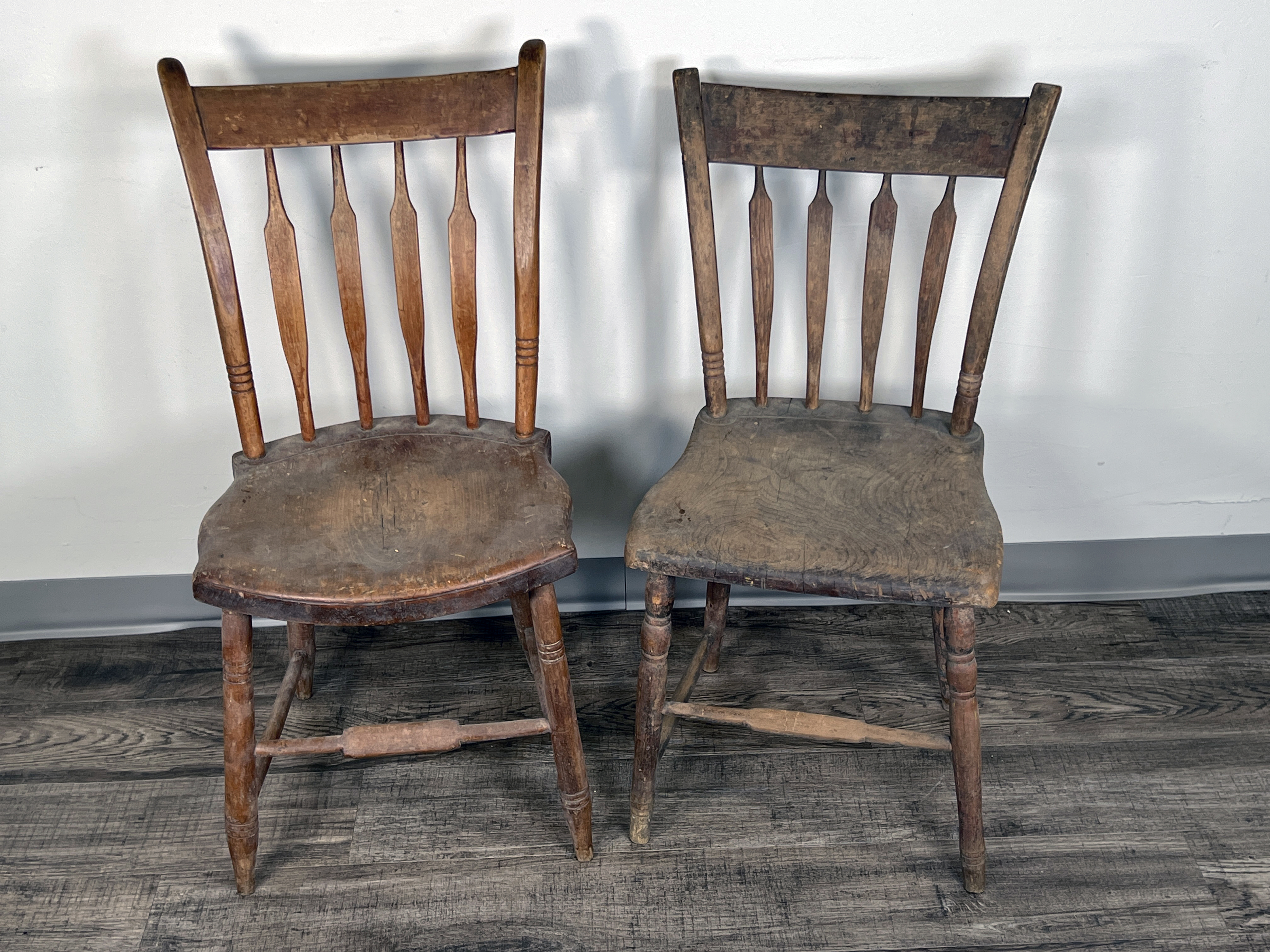 Two Antique Wooden Side Chairs image 1