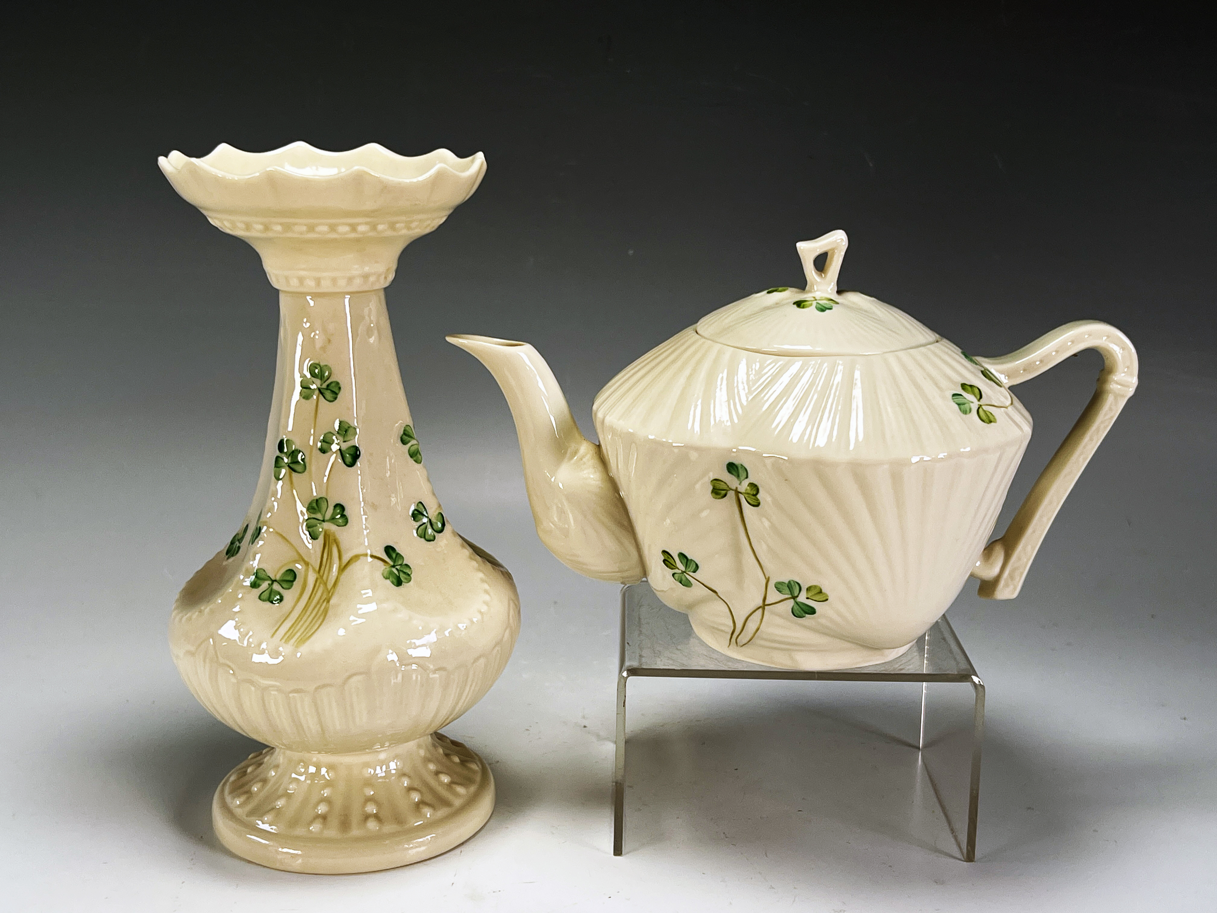 Belleek Porcelain Tea Pot & Vase image 1