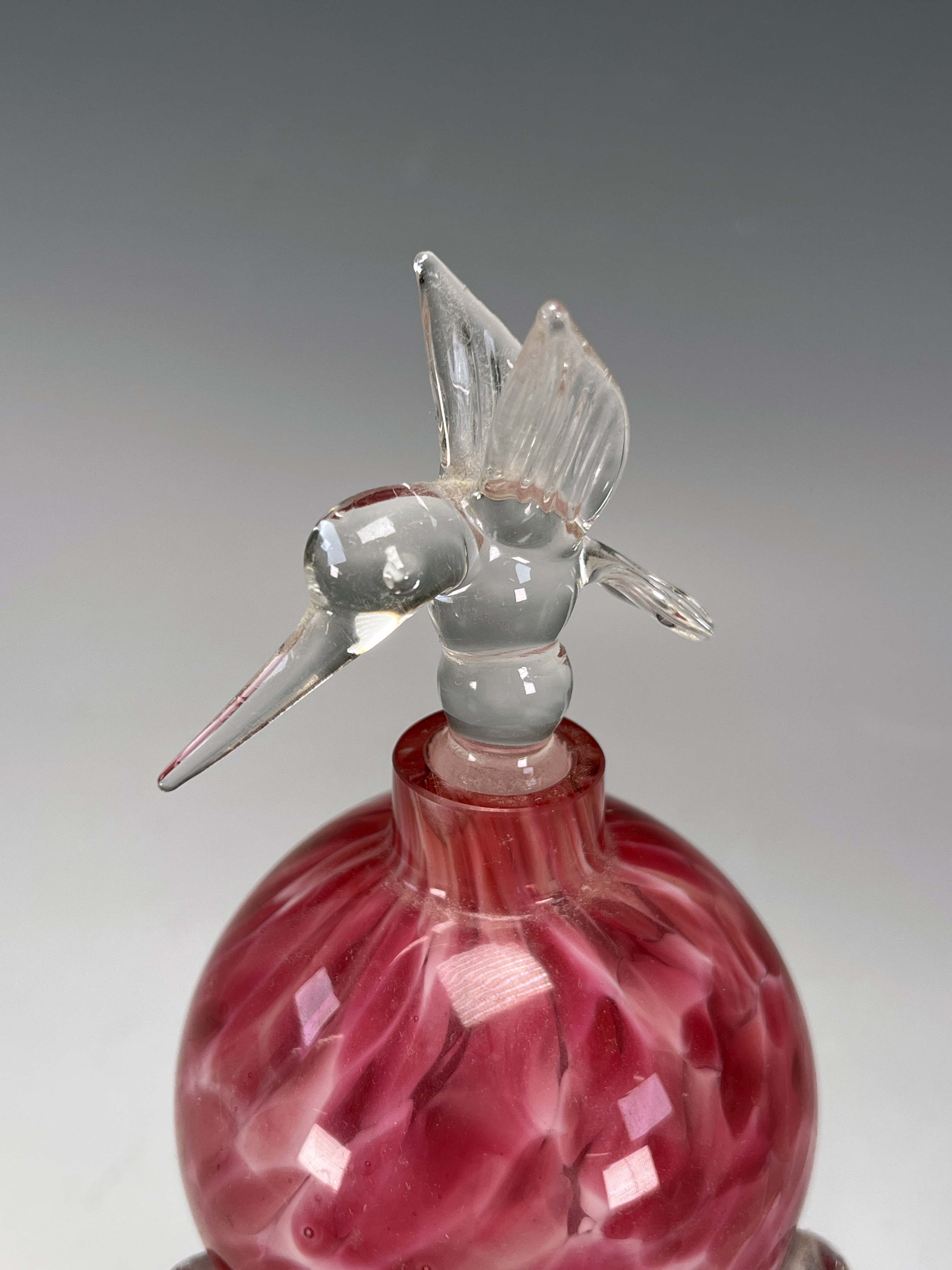 Art Glass Rose & Hummingbird Perfume Bottle image 2