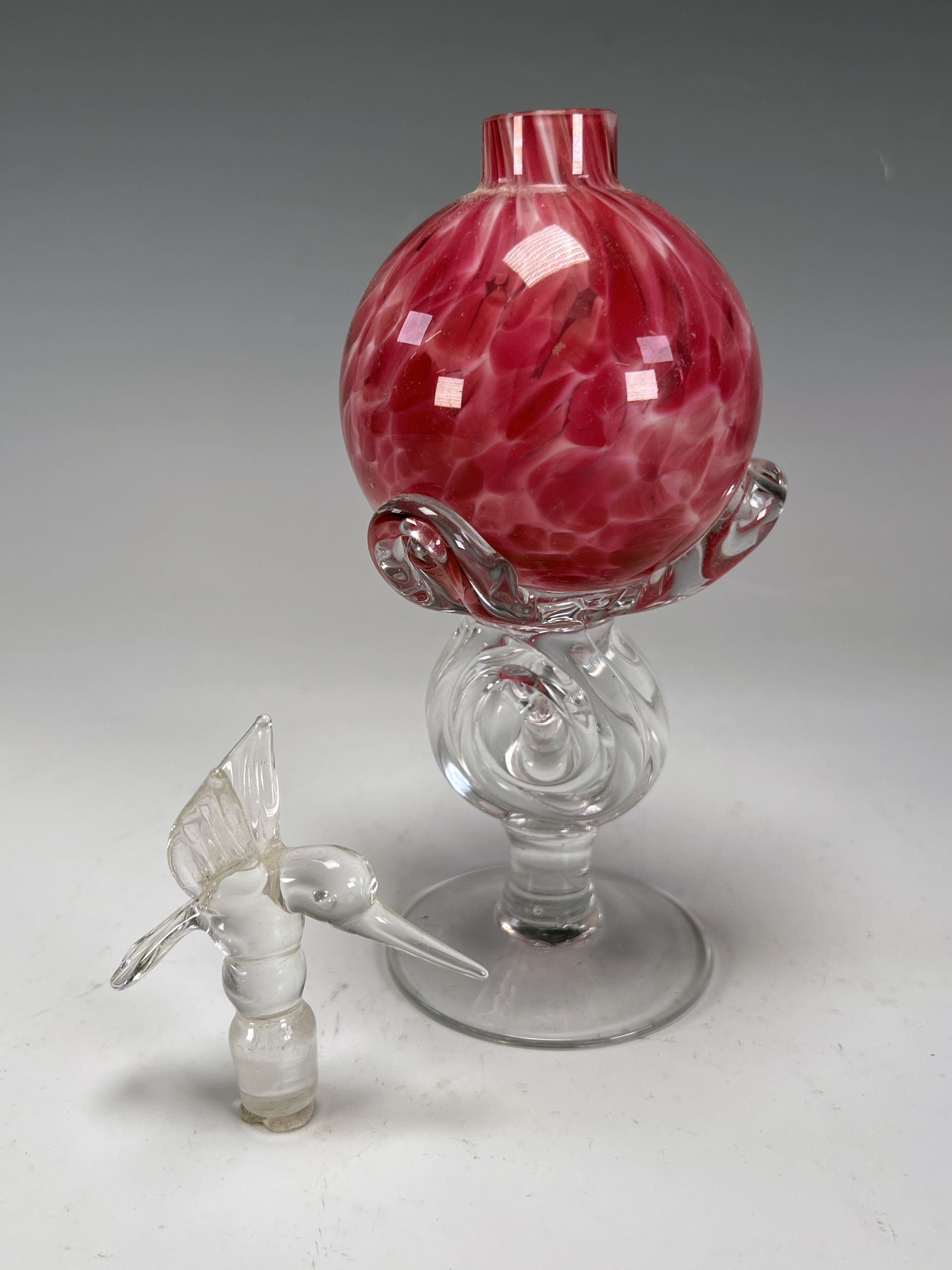 Art Glass Rose & Hummingbird Perfume Bottle image 3