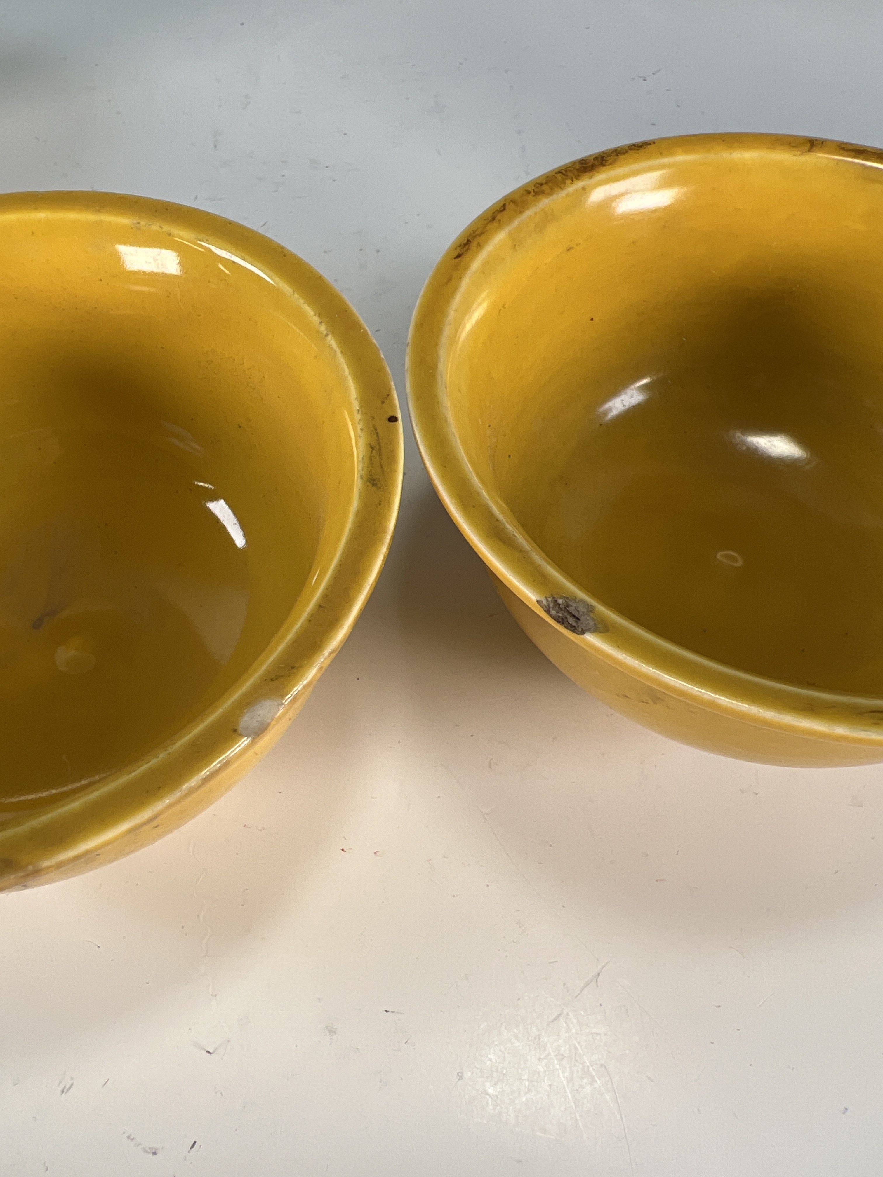 Small Yellow Tea Bowls & 2 Crackle Celadon Vases image 3