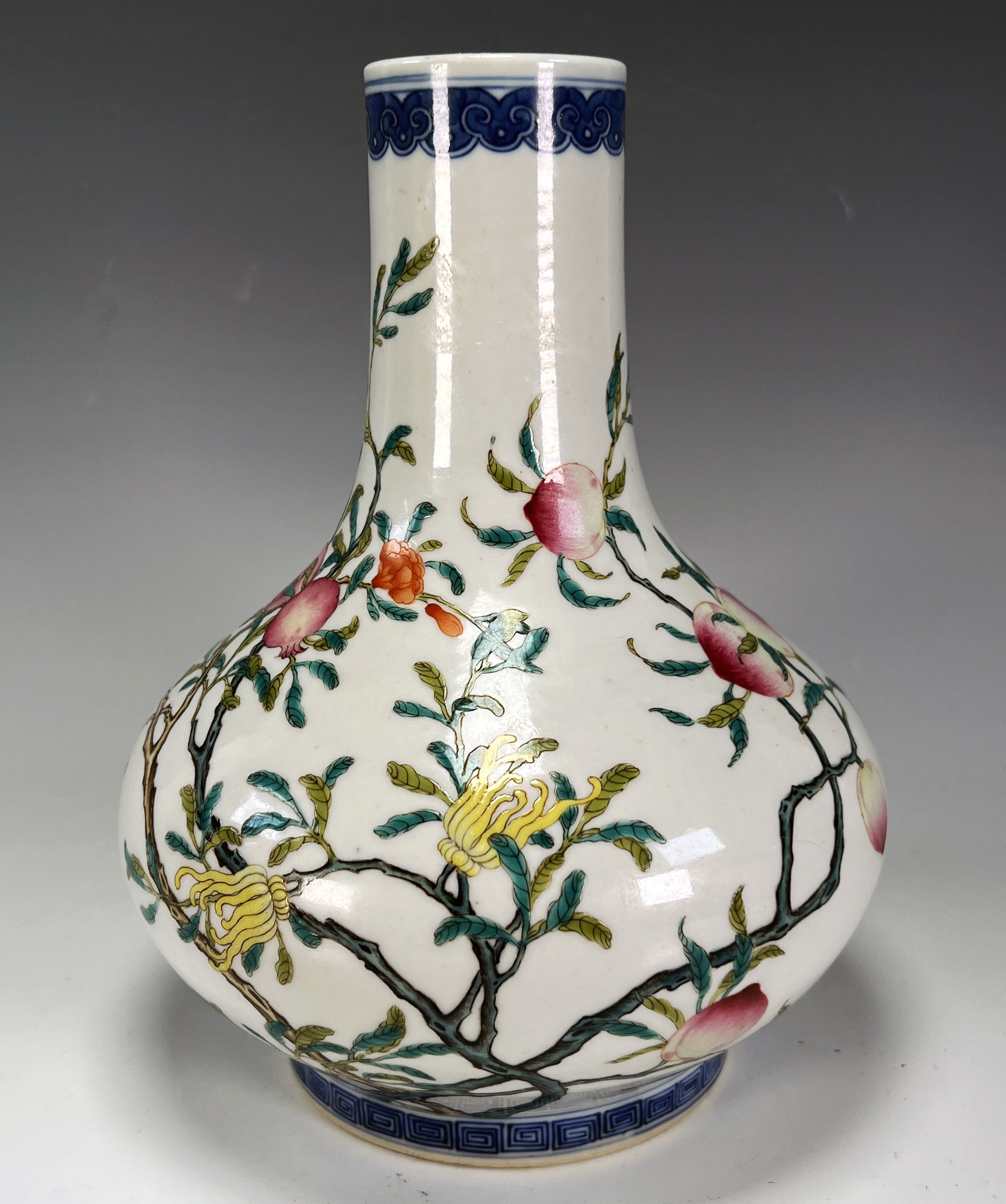 Chinese Porcelain Peach & Flower Vase image 1