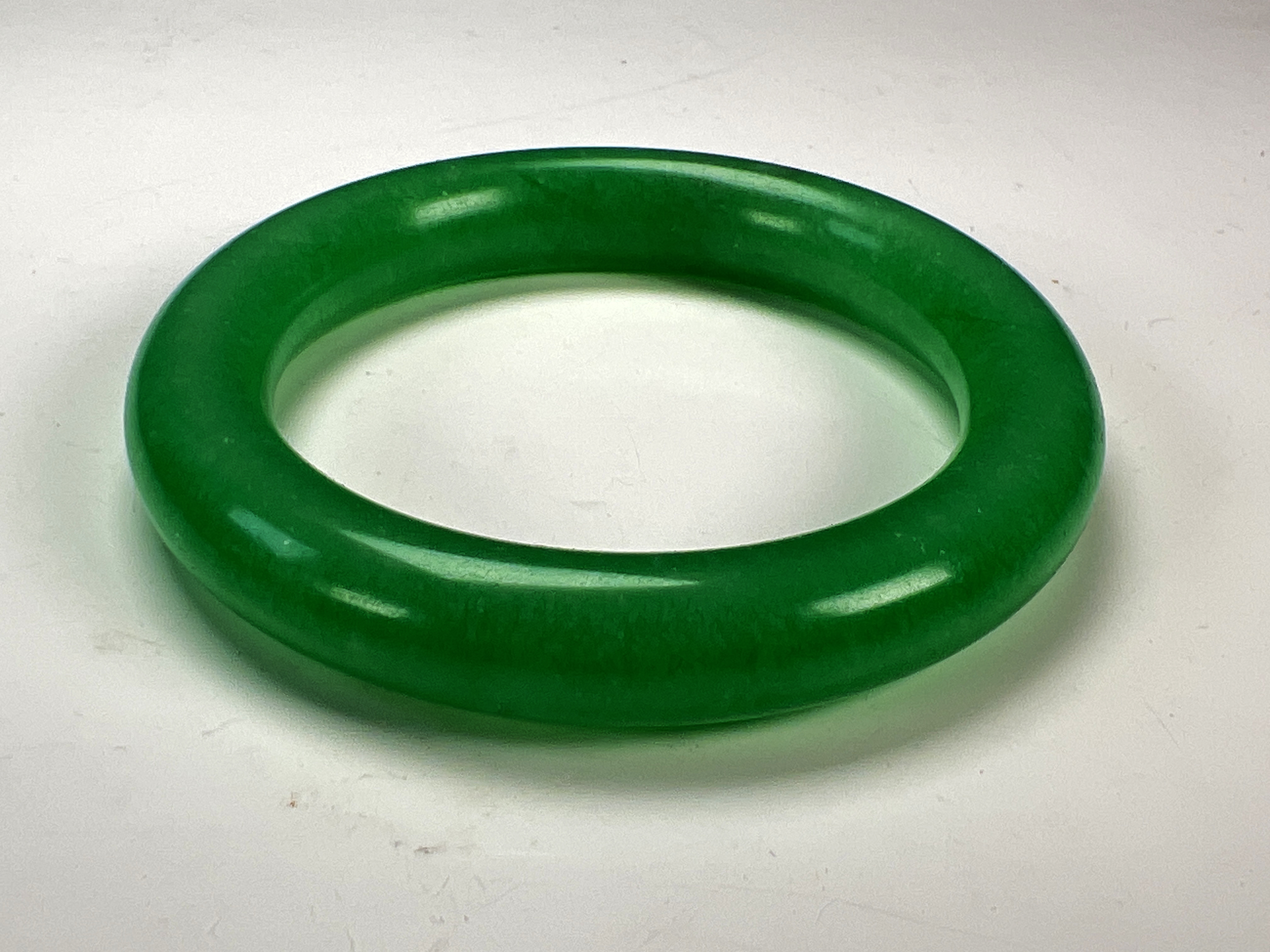 Green Jade Bangle In Box With Mother Of Pearl image 2