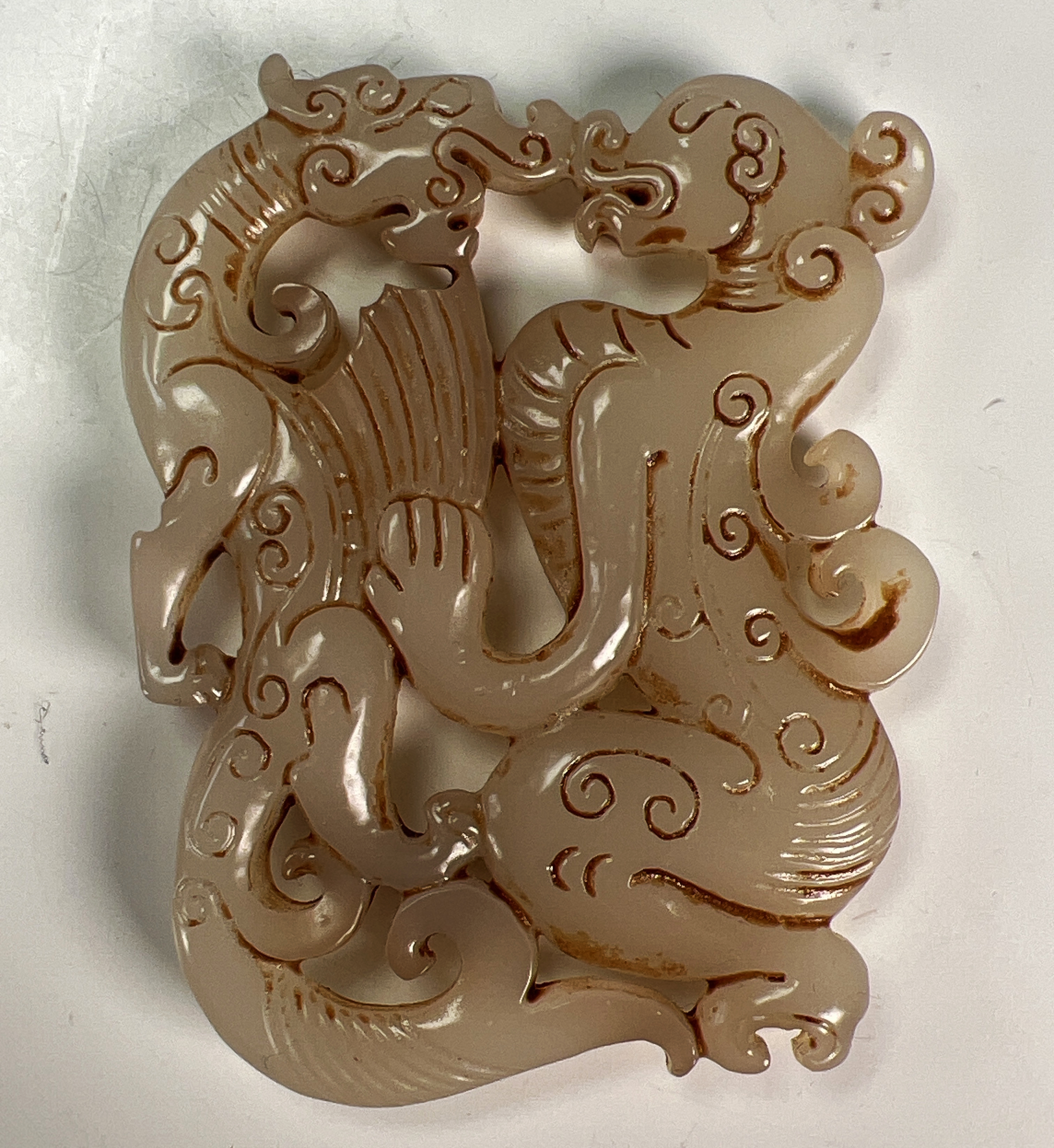 Carved Jade Double Dragon  image 1